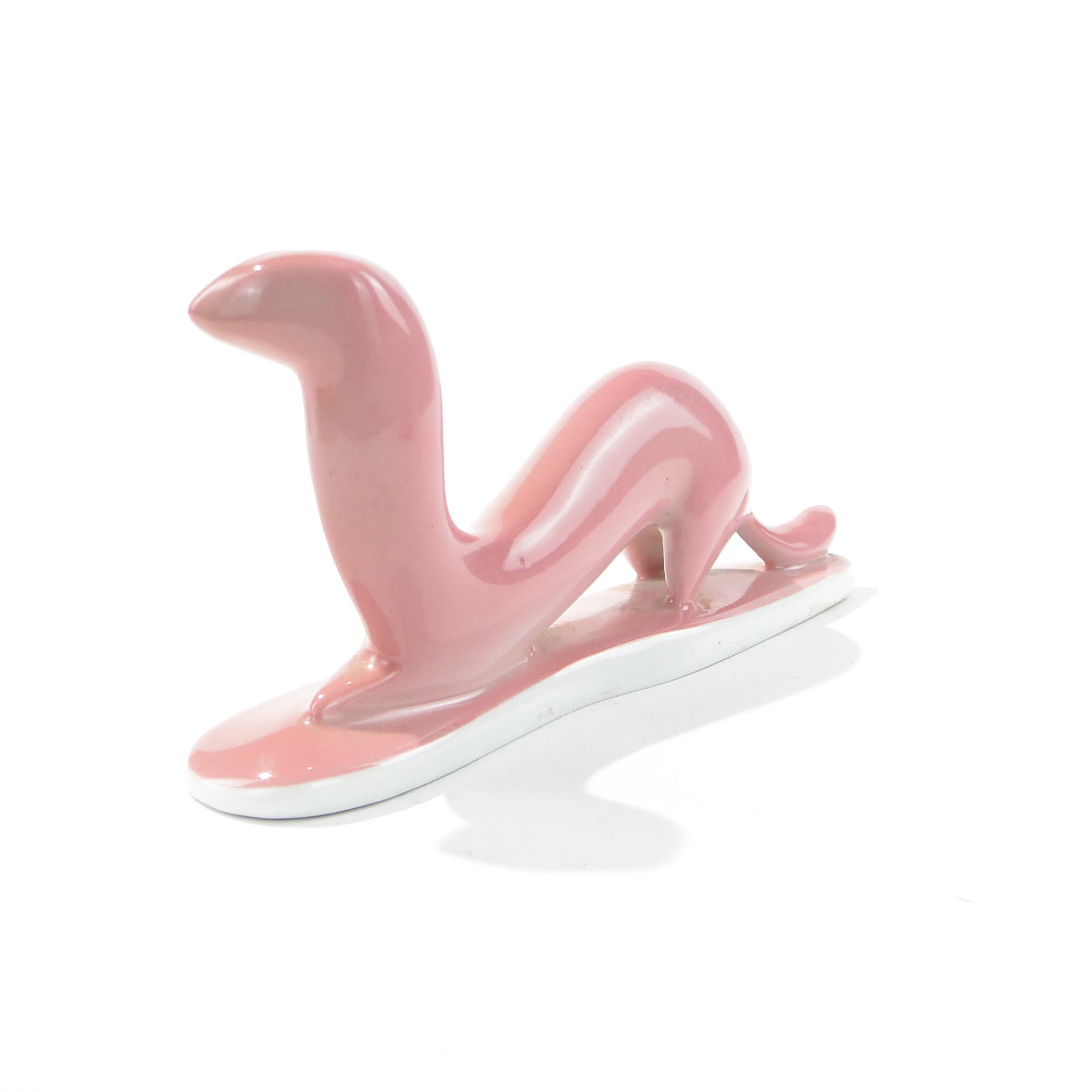 Figurine Łasiczka, pink porcelain, by M. Naruszewicz, Ćmielów, Poland, 1950s. - 346725