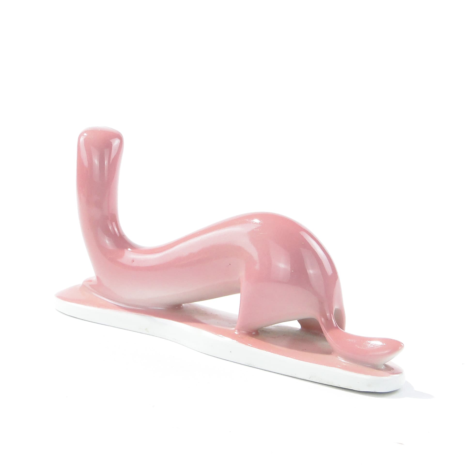Figurine Łasiczka, pink porcelain, by M. Naruszewicz, Ćmielów, Poland, 1950s. - 346724
