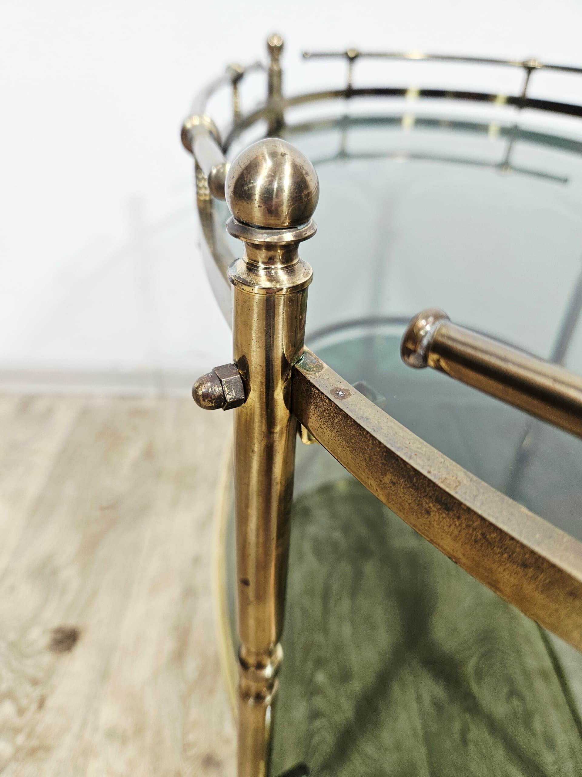 Bar cart, the 60s, brass gold, glass transparent, France - 346783