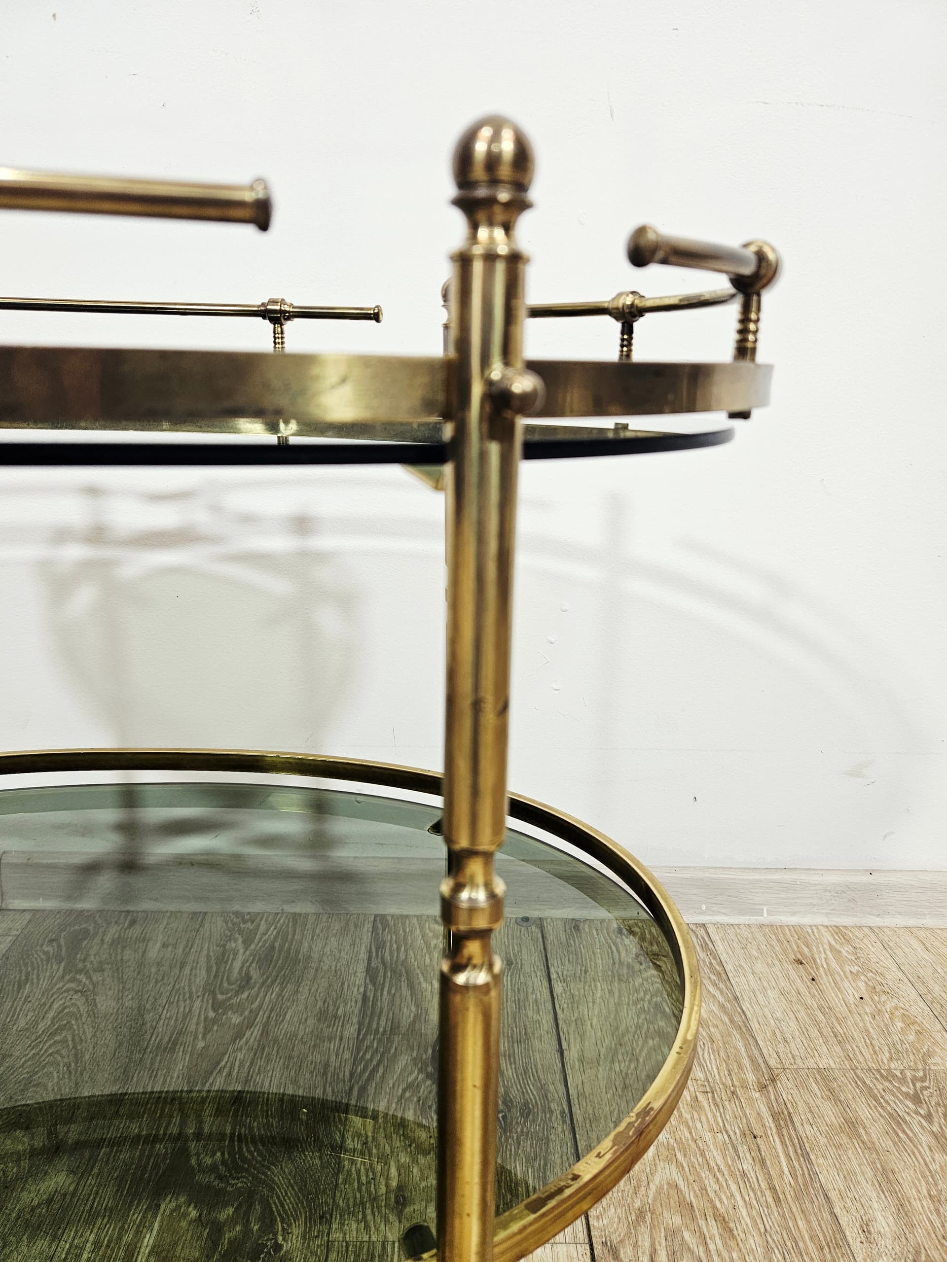 Bar cart, the 60s, brass gold, glass transparent, France - 346786