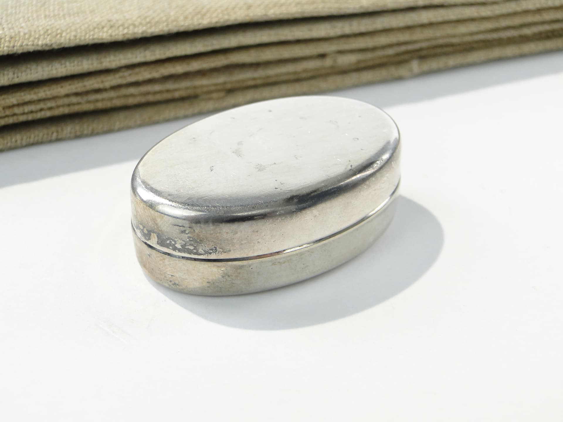 Elliptical pillbox, silver, Italy, 1970s - 346827