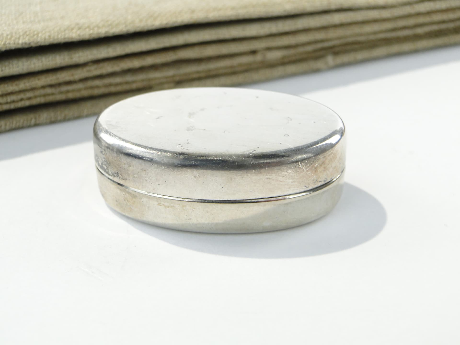 Elliptical pillbox, silver, Italy, 1970s - 346828