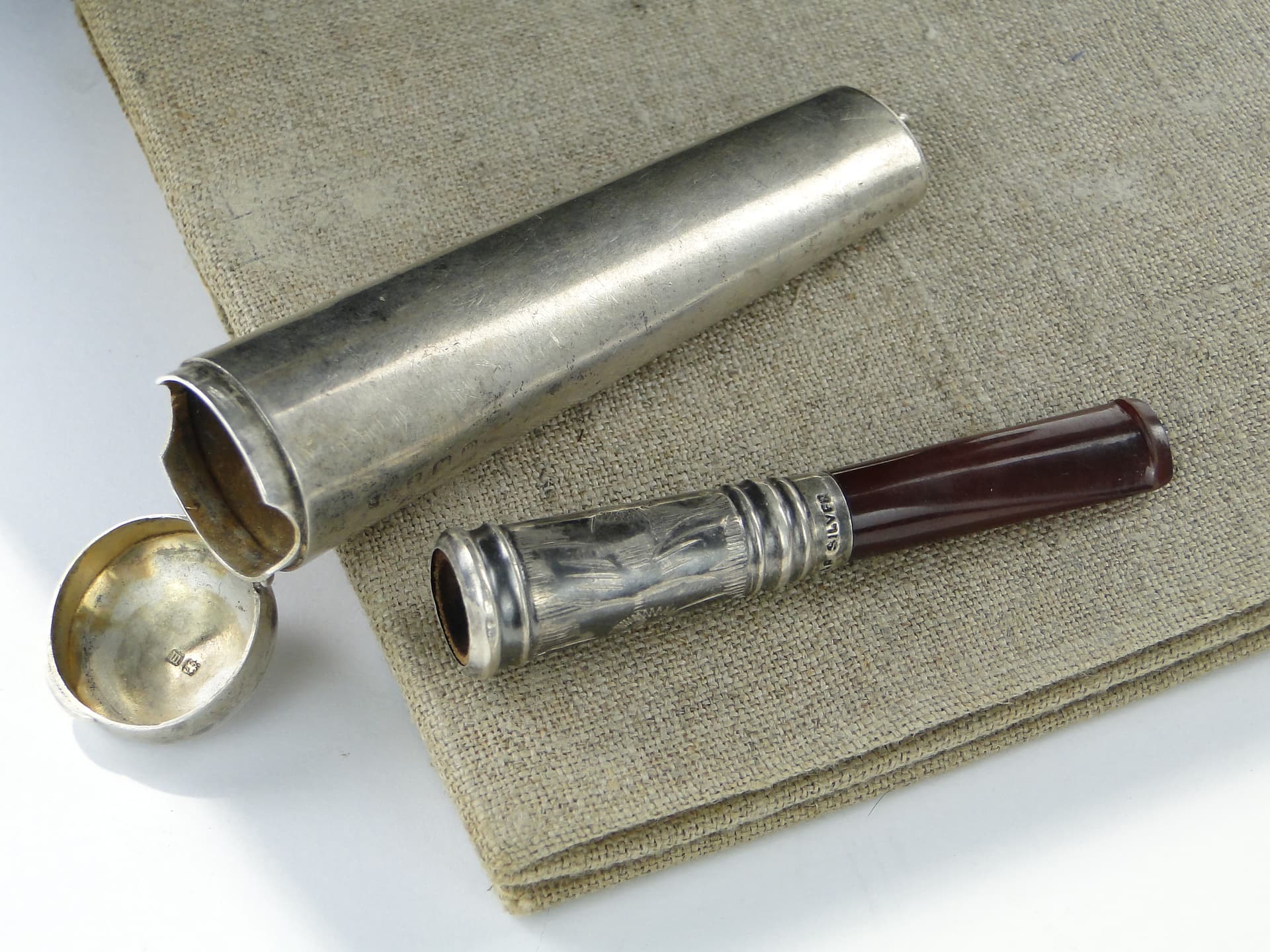 Cigarette case with holder Art Deco, silver, gold-plated, United Kingdom, 1920s - 346873