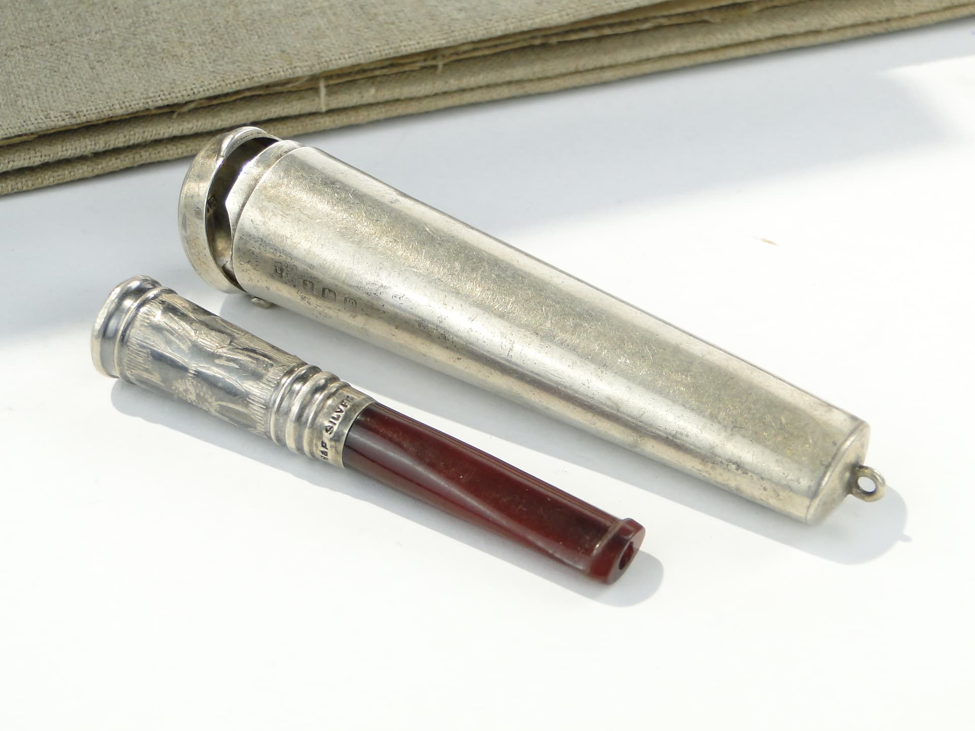 Cigarette case with holder Art Deco, silver, gold-plated, United Kingdom, 1920s - 346867
