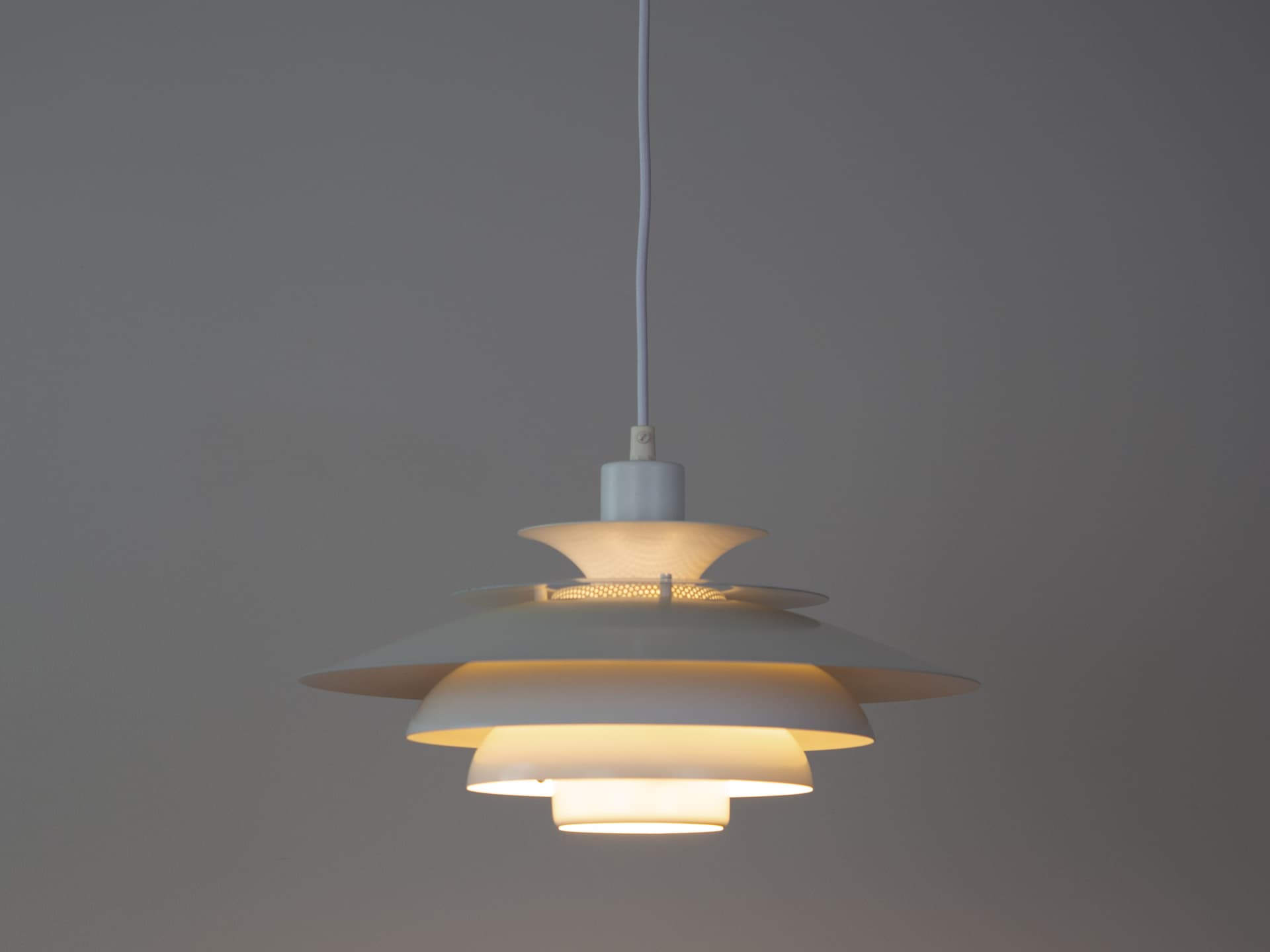 Pendant lamp Verona, gold aluminum, by K. Wiborg, Jeka, Denmark, 1980s. - 346938