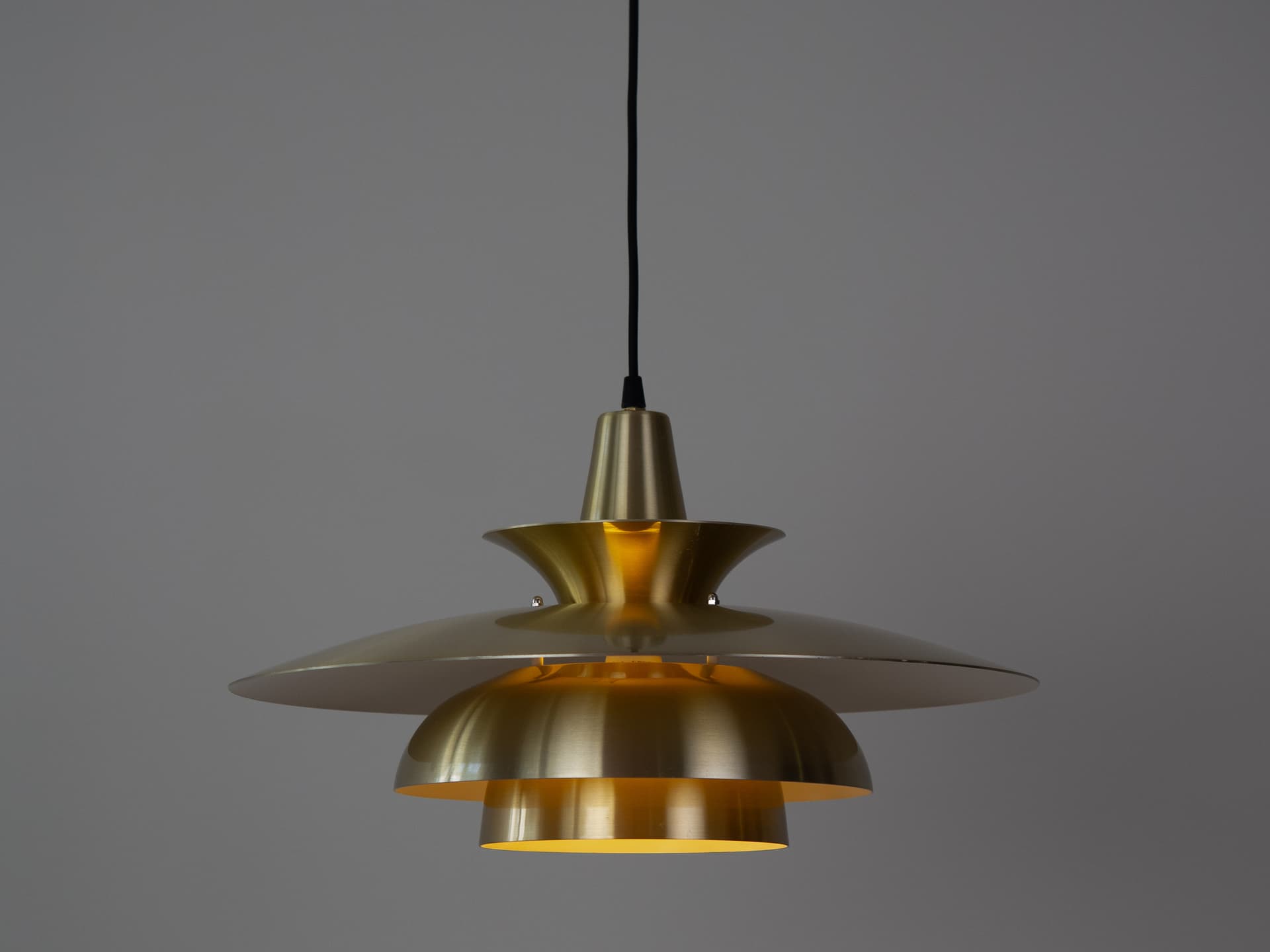 Pendant lamp, gold aluminum, by D. Mogensen, Denmark, 1980s. - 346969