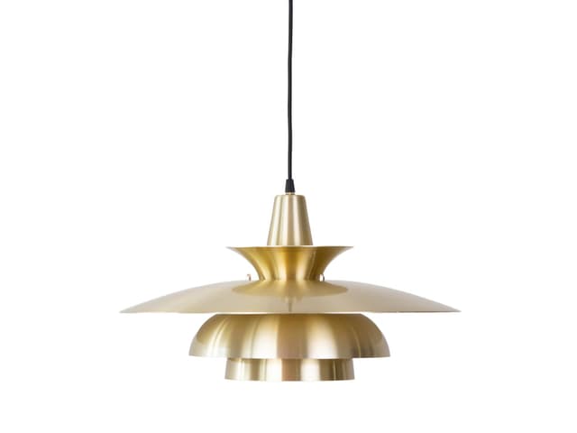 Pendant lamp, gold aluminum, by D. Mogensen, Denmark, 1980s. - DIMENSION