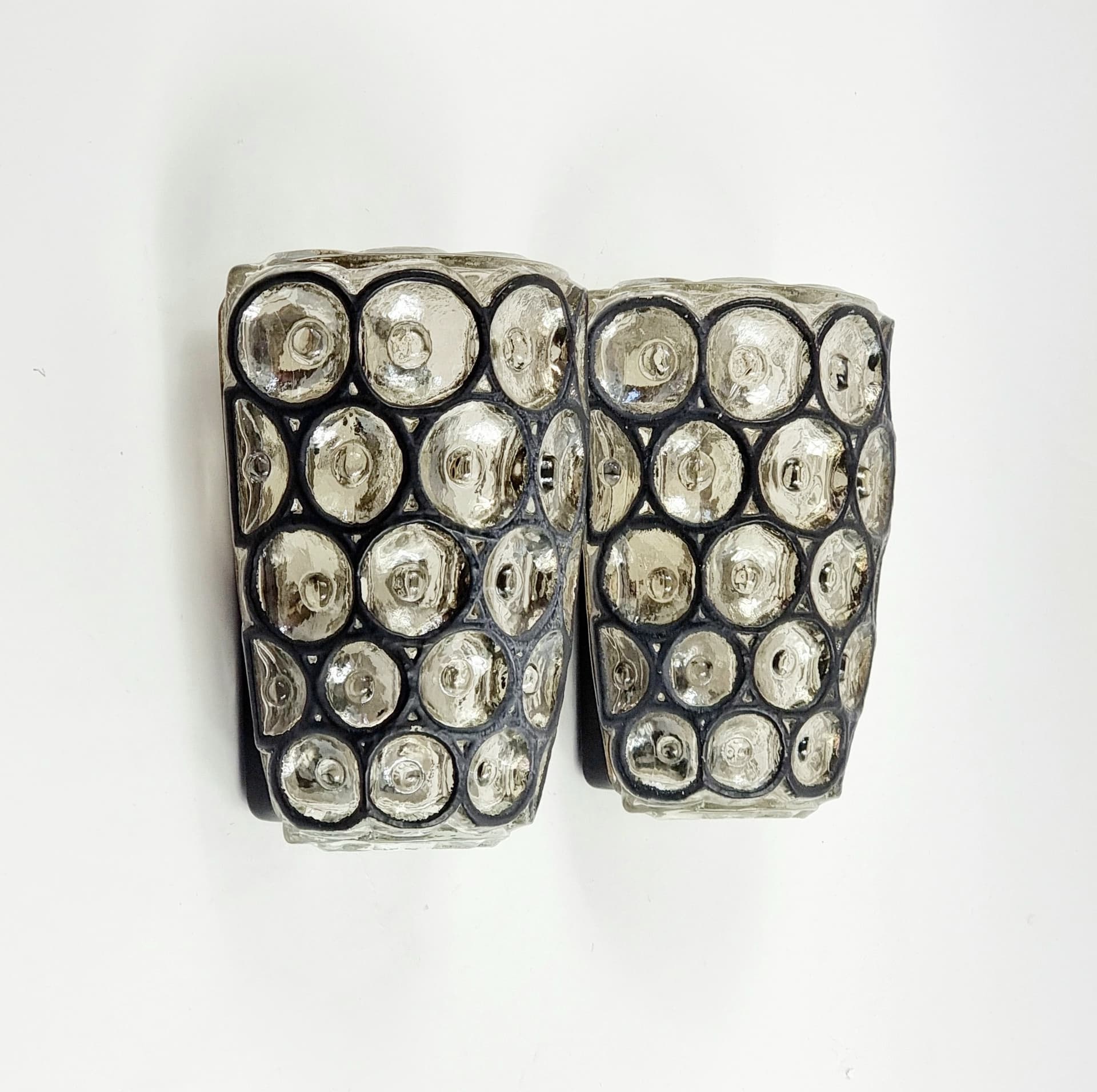 Pair of wall sconces, transparent glass, Limburg, Germany, 1960s - 347031