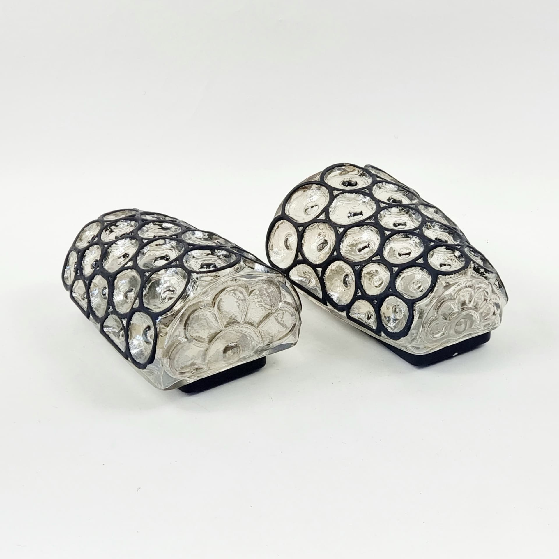 Pair of wall sconces, transparent glass, Limburg, Germany, 1960s - 347035