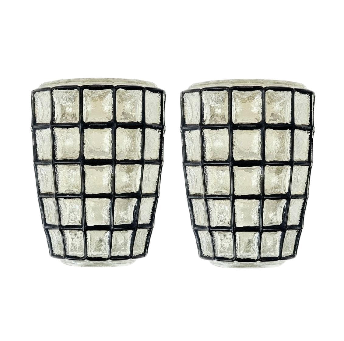Pair of wall sconces, transparent glass, black metal, Limburg, Germany, 1960s