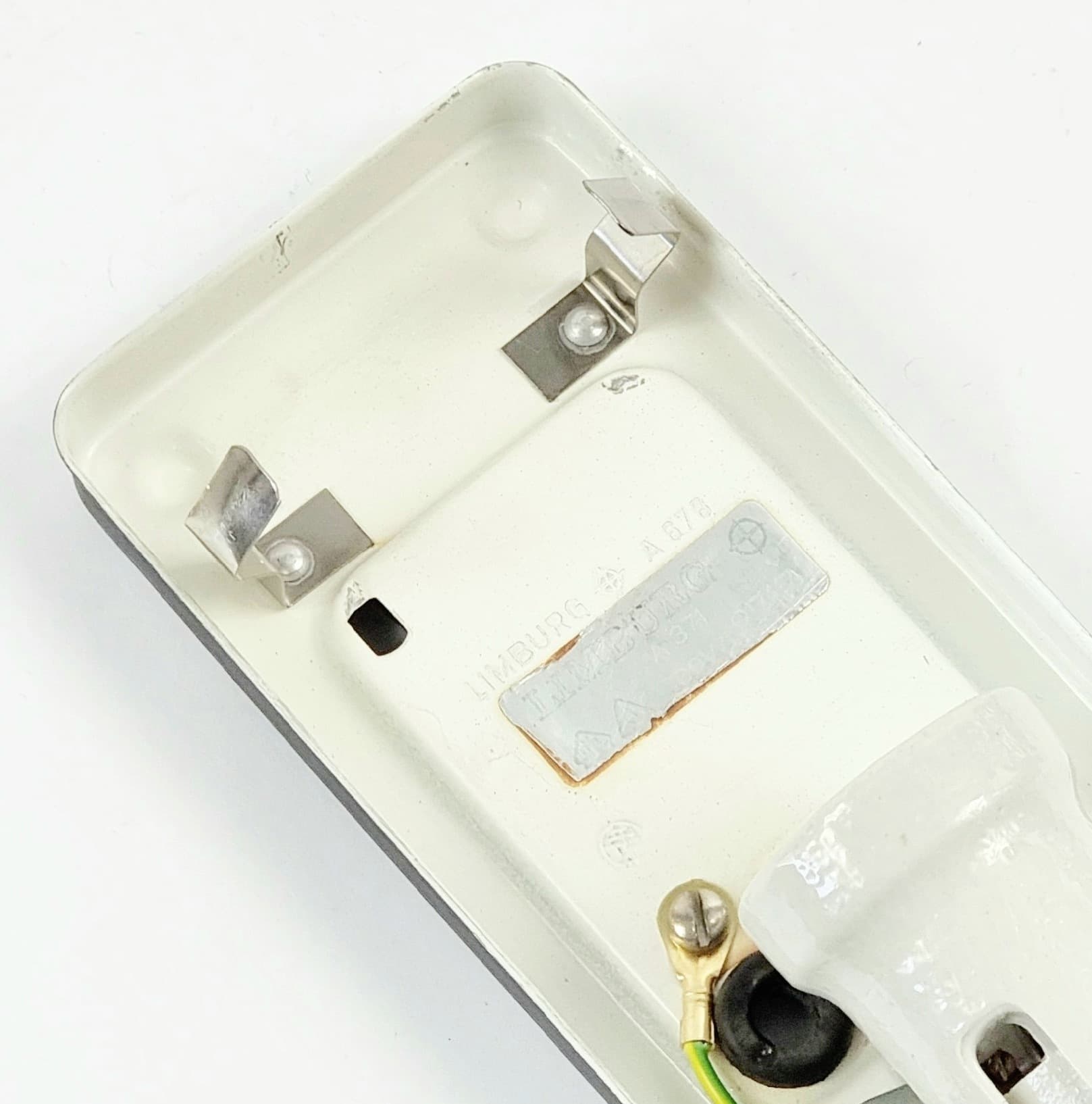 Pair of wall sconces, transparent glass, black metal, Limburg, Germany, 1960s - 347047