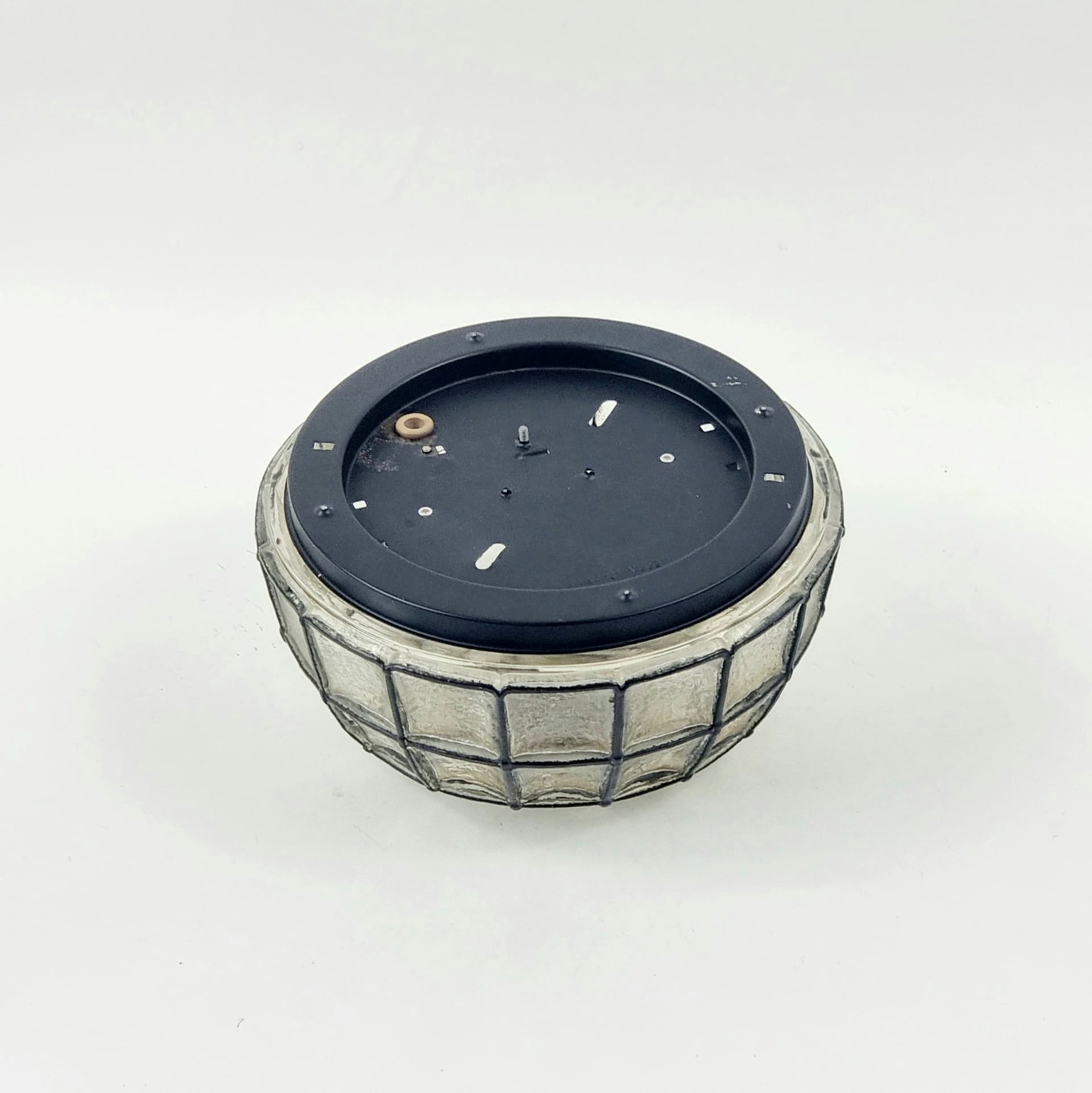 Ceiling Lamp/Wall Sconce, transparent glass, black metal, Limburg, Germany, 1960s. - 347054