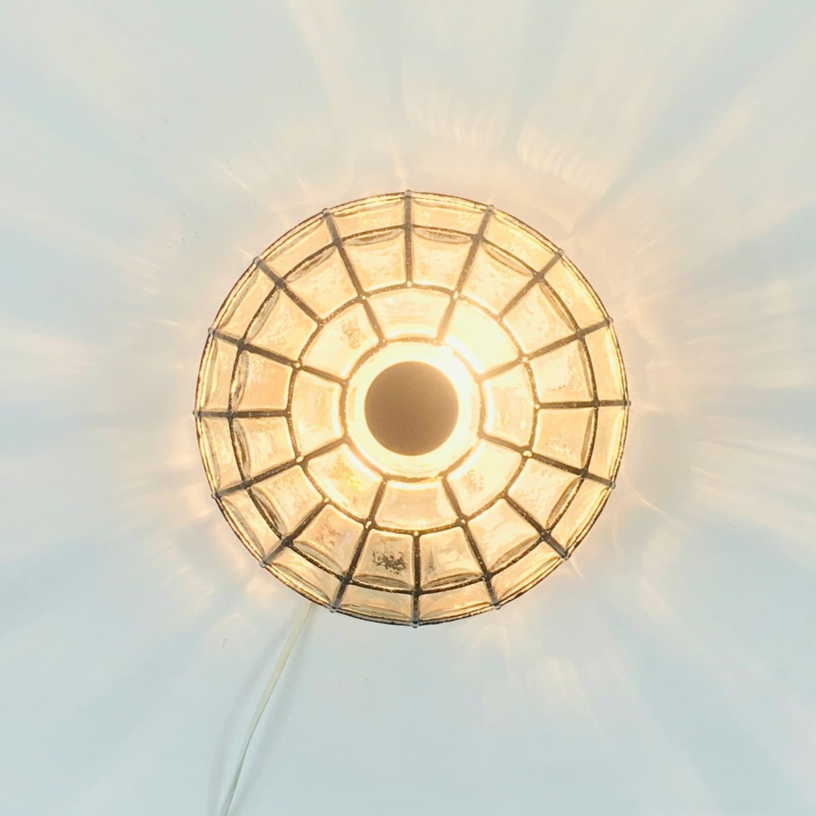 Ceiling Lamp/Wall Sconce, transparent glass, black metal, Limburg, Germany, 1960s. - 347052