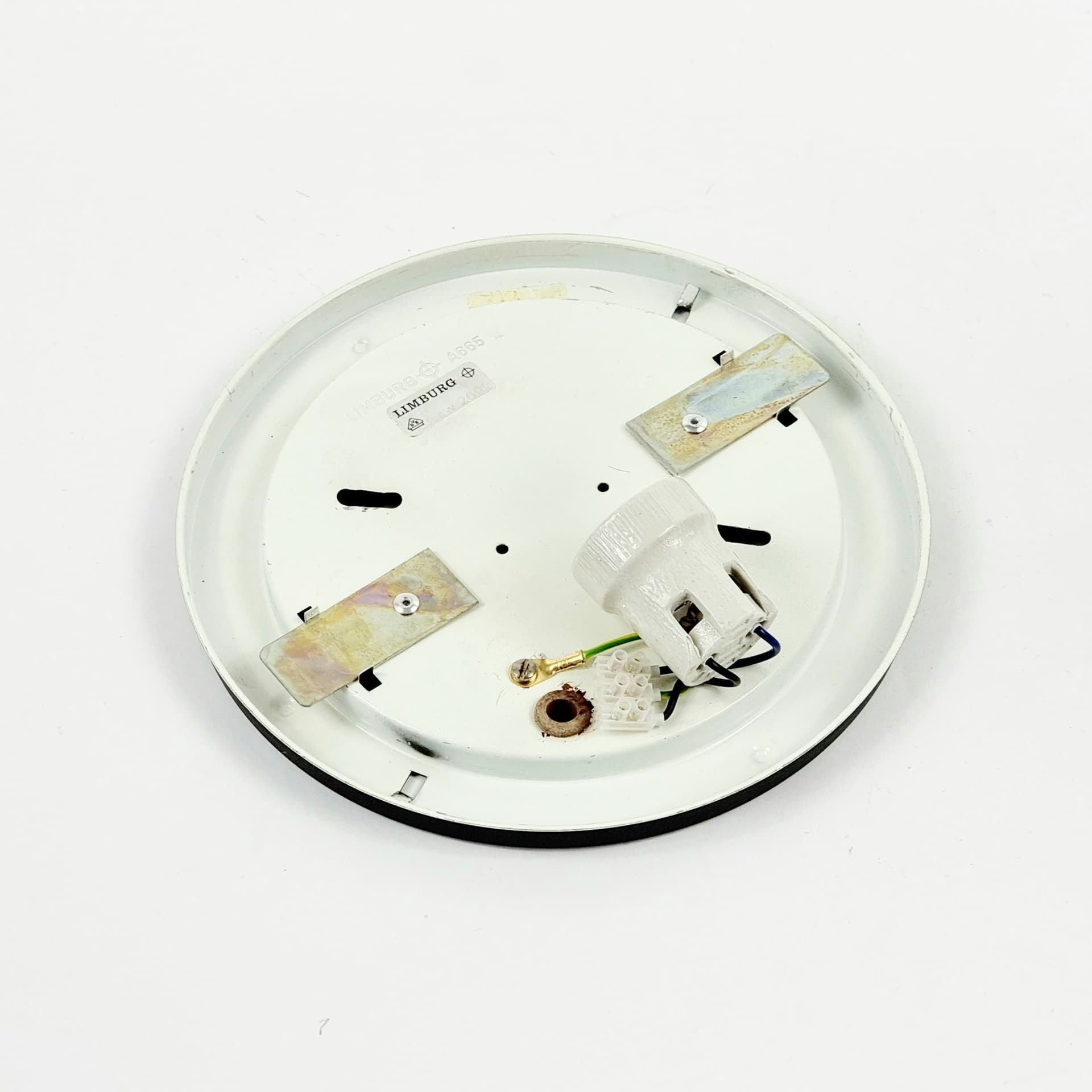 Ceiling Lamp/Wall Sconce, transparent glass, black metal, Limburg, Germany, 1960s. - 347056