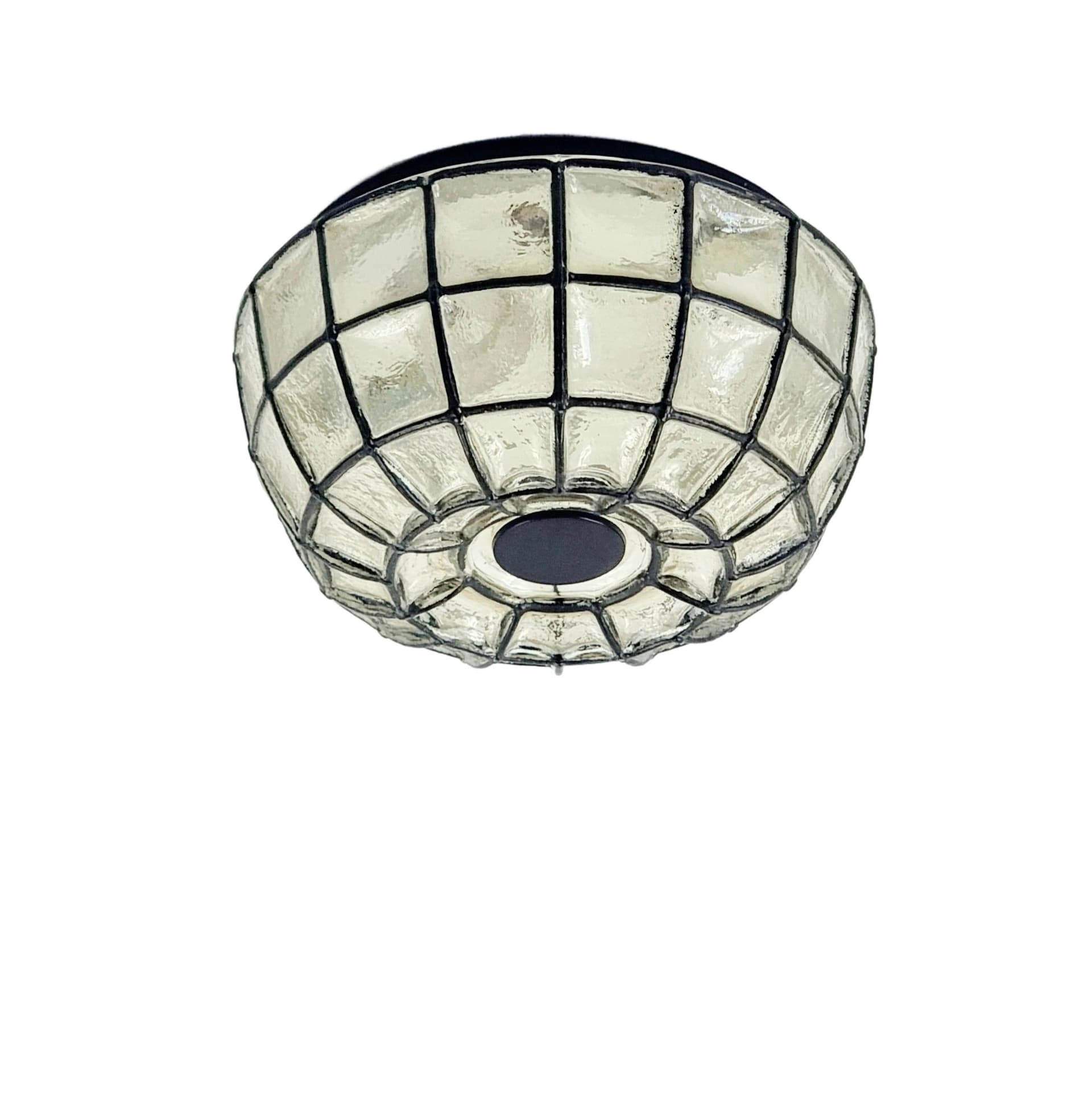 Ceiling Lamp/Wall Sconce, transparent glass, black metal, Limburg, Germany, 1960s.