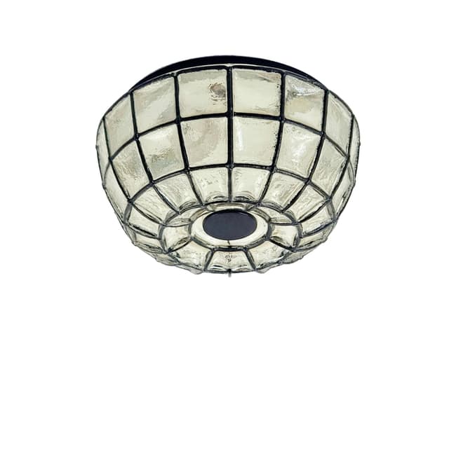 Ceiling Lamp/Wall Sconce, transparent glass, black metal, Limburg, Germany, 1960s. - DIMENSION