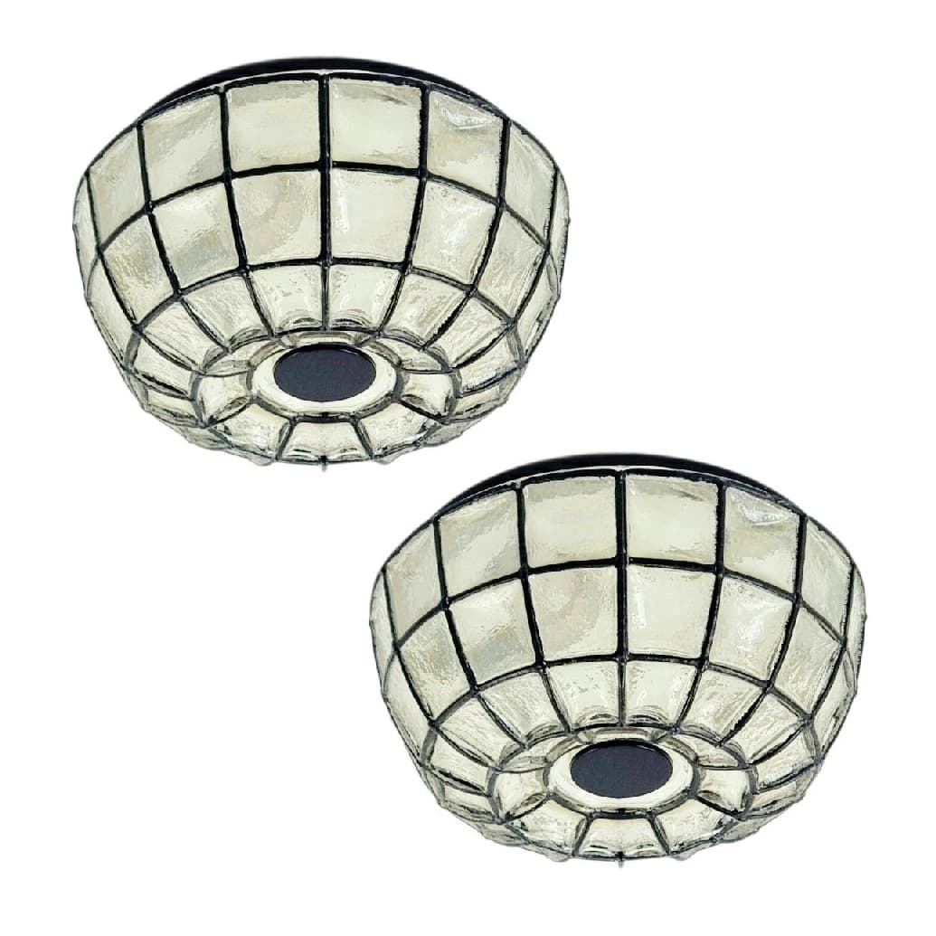 Ceiling Lamp/Wall Sconce, transparent glass, black metal, Limburg, Germany, 1960s. - 347058