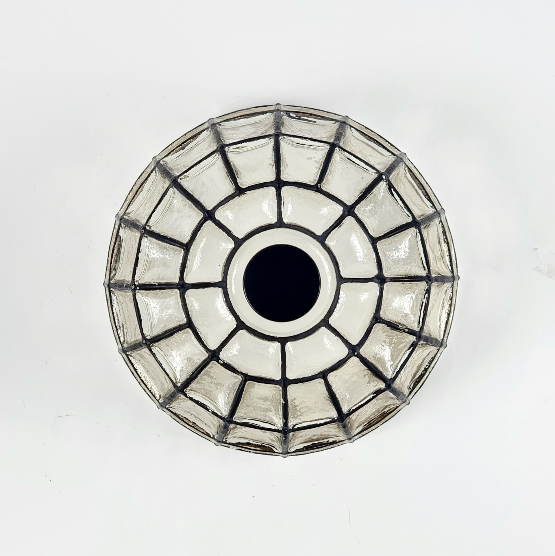 Ceiling Lamp/Wall Sconce, transparent glass, black metal, Limburg, Germany, 1960s. - 347050