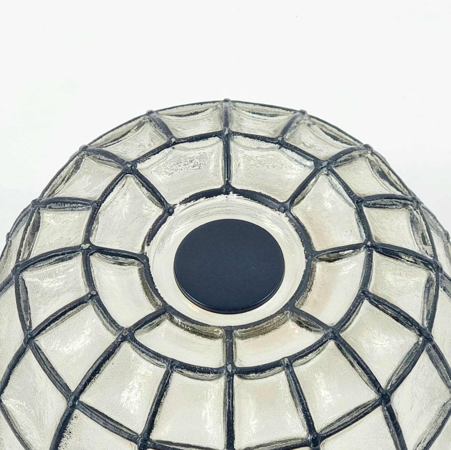 Ceiling Lamp/Wall Sconce, transparent glass, black metal, Limburg, Germany, 1960s. - 347055