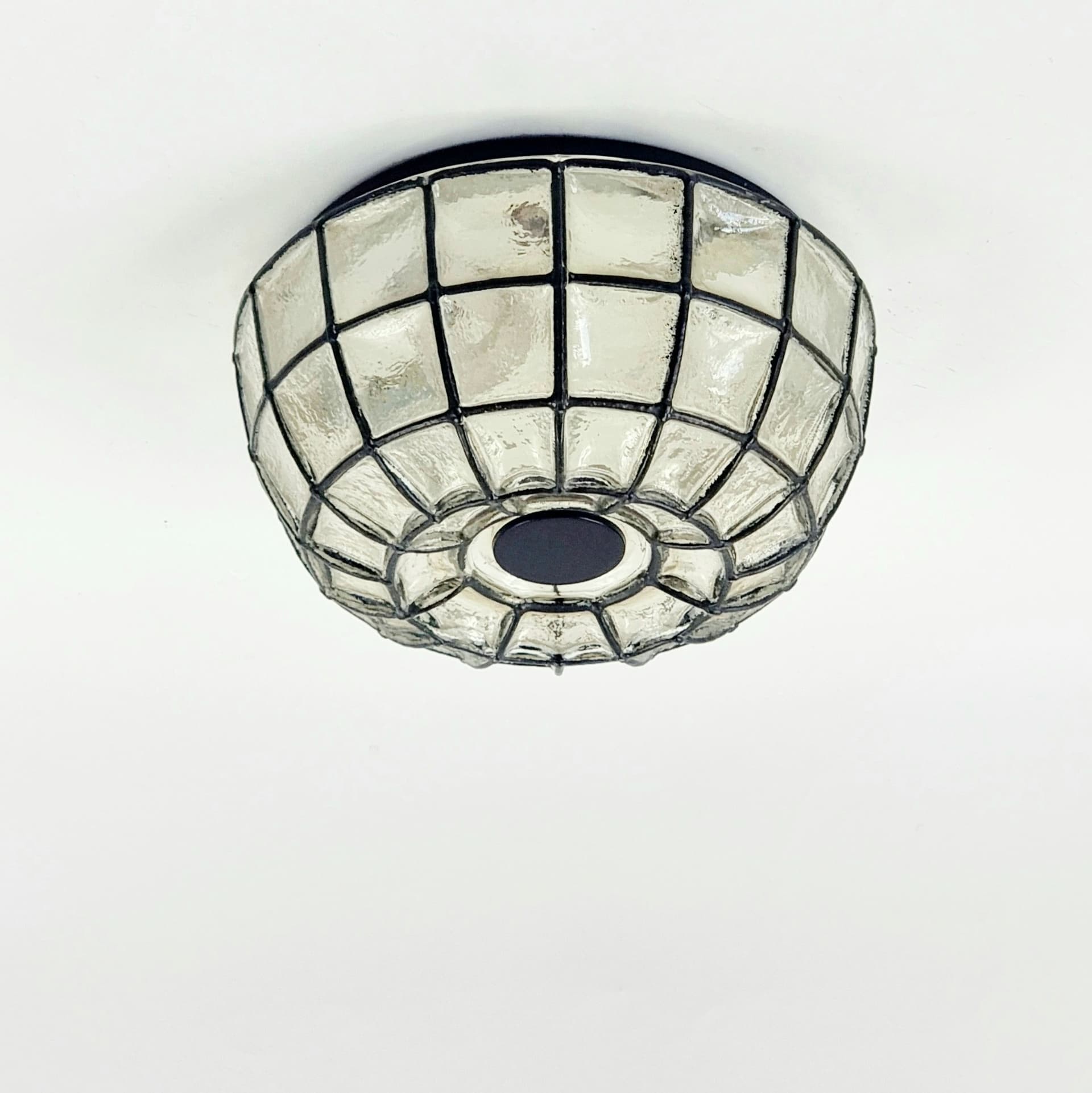 Ceiling Lamp/Wall Sconce, transparent glass, black metal, Limburg, Germany, 1960s. - 347048