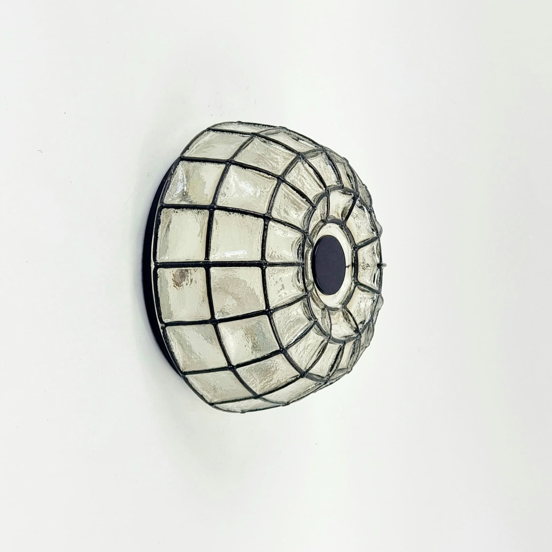 Ceiling Lamp/Wall Sconce, transparent glass, black metal, Limburg, Germany, 1960s. - 347049