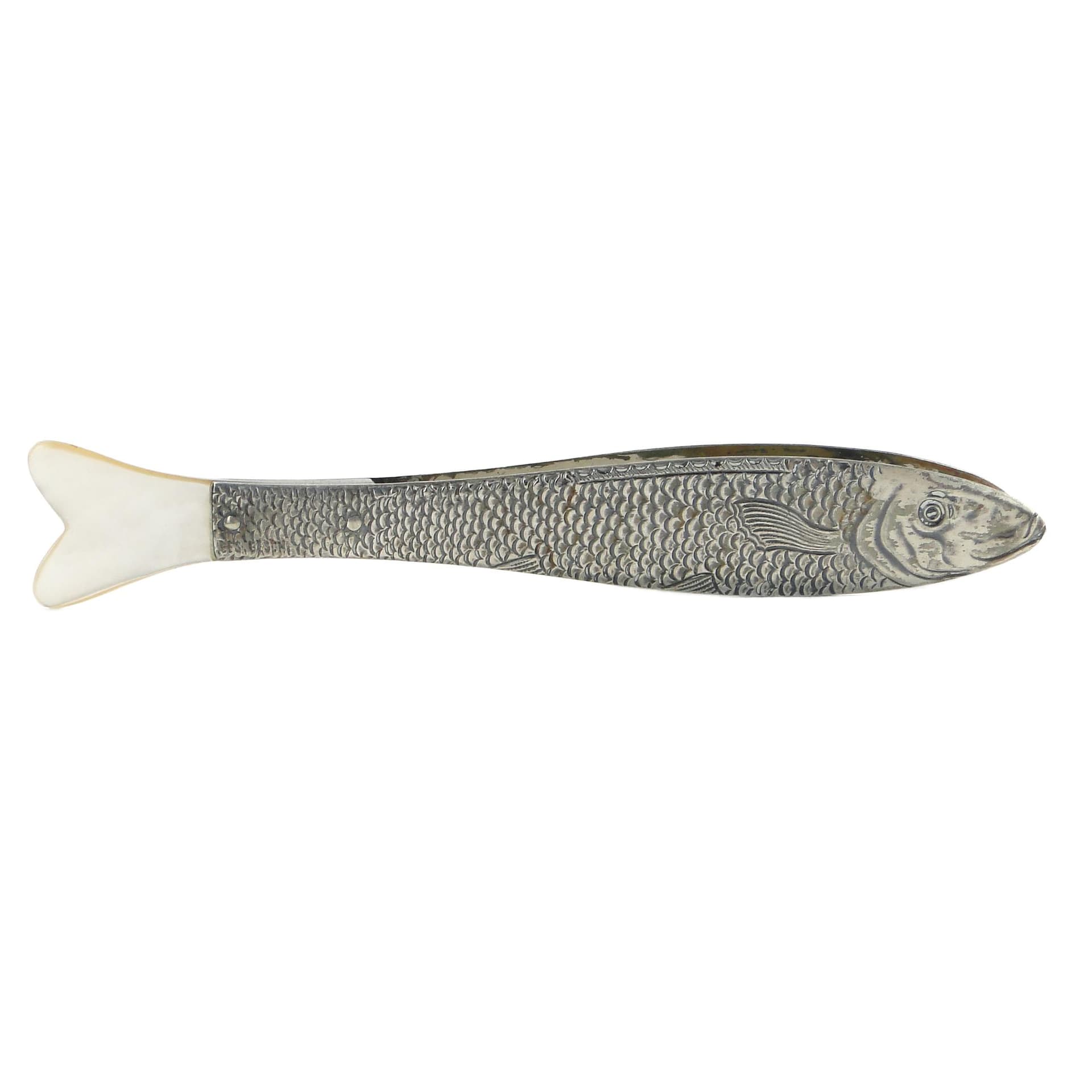 Fish Bone Tweezer, silver-plated brass, mother-of-pearl, Germany, turn of the 19th and 20th centuries