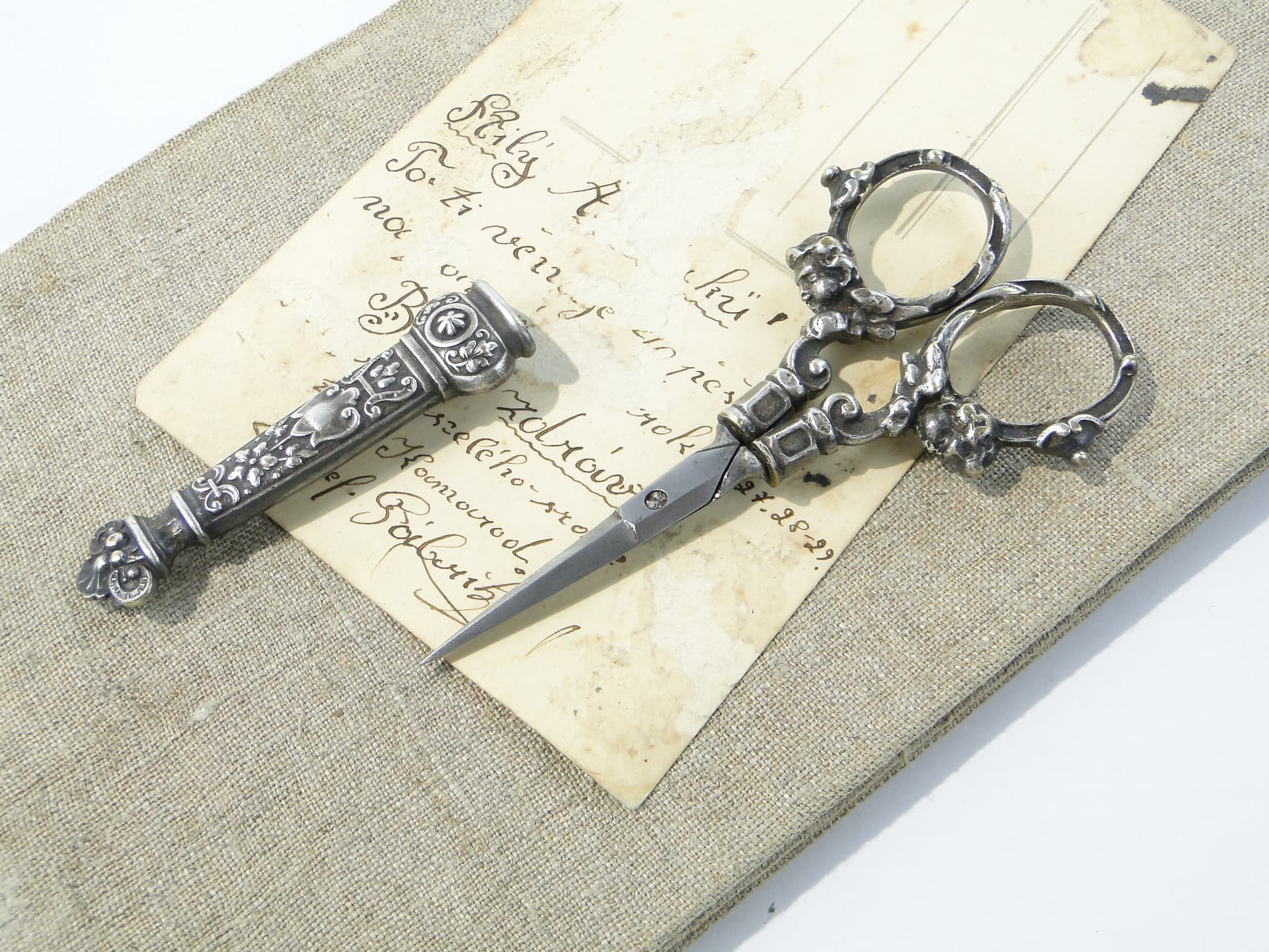 Eclectic Table Scissors, silver, brass, steel, Poland, 19th century - 347101