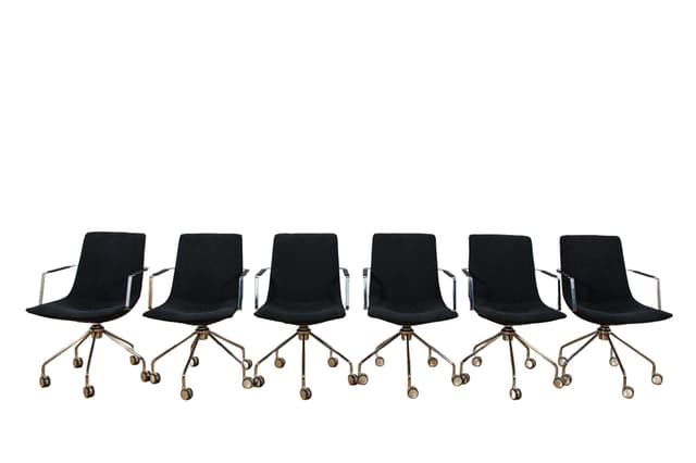 Set of six conference chairs Comet, black fabric, silver aluminum, by G. Allard, Lammhults, Sweden, 1990s. - DIMENSION