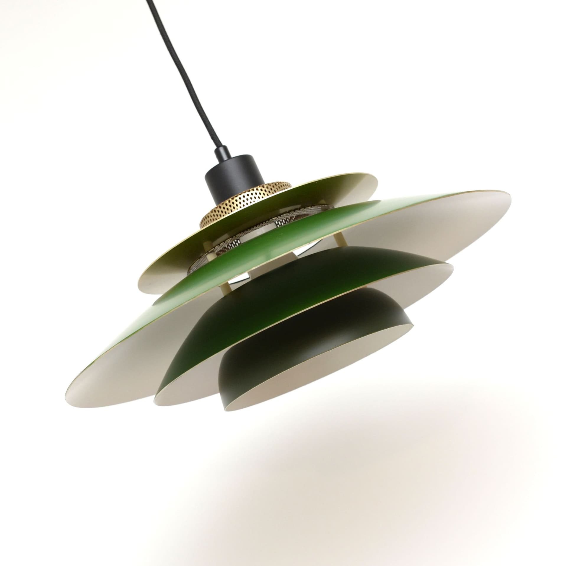 Pendant lamp, bottle green, metal, Denmark, 1970s - 347128