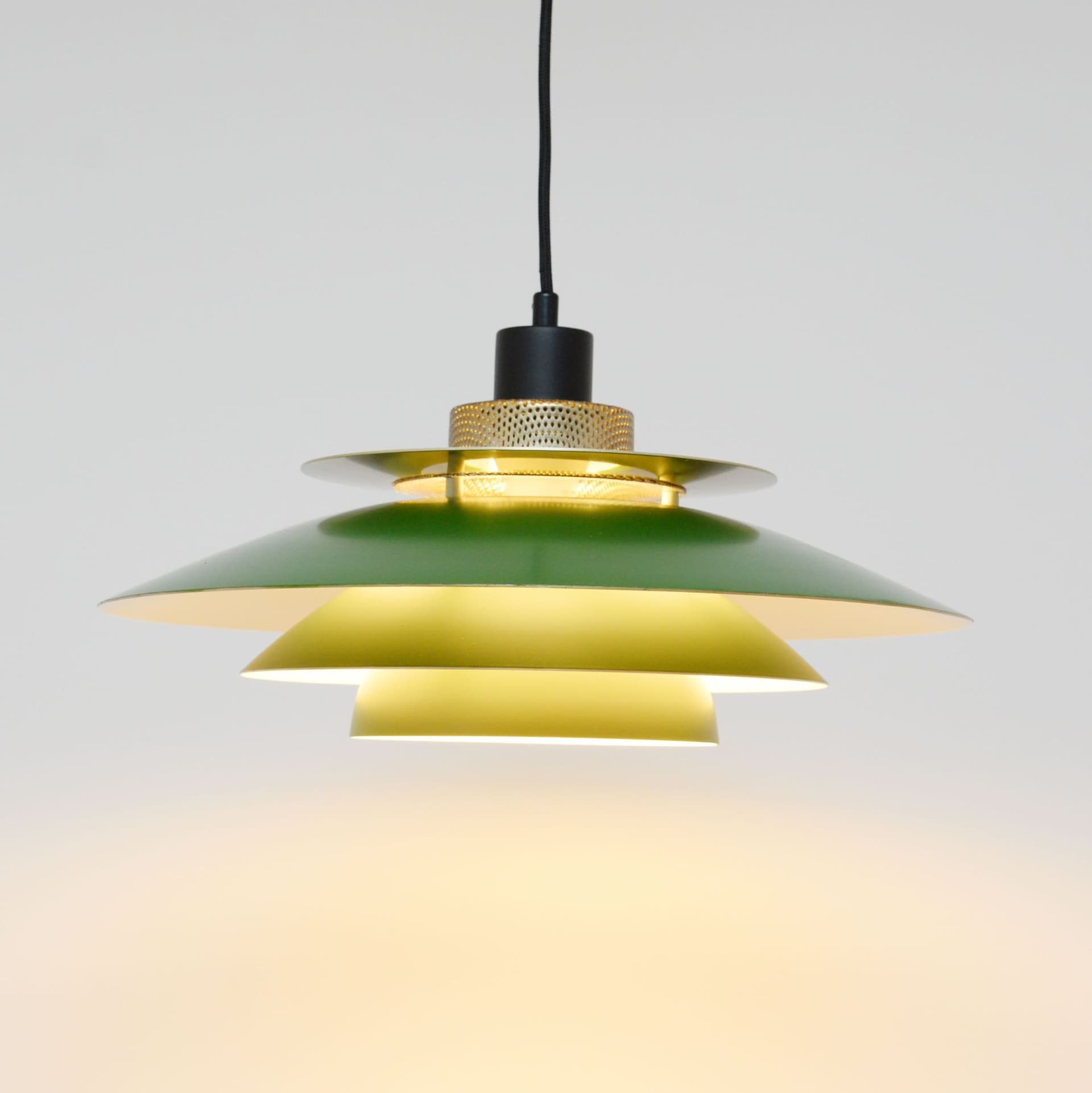 Pendant lamp, bottle green, metal, Denmark, 1970s - 347124
