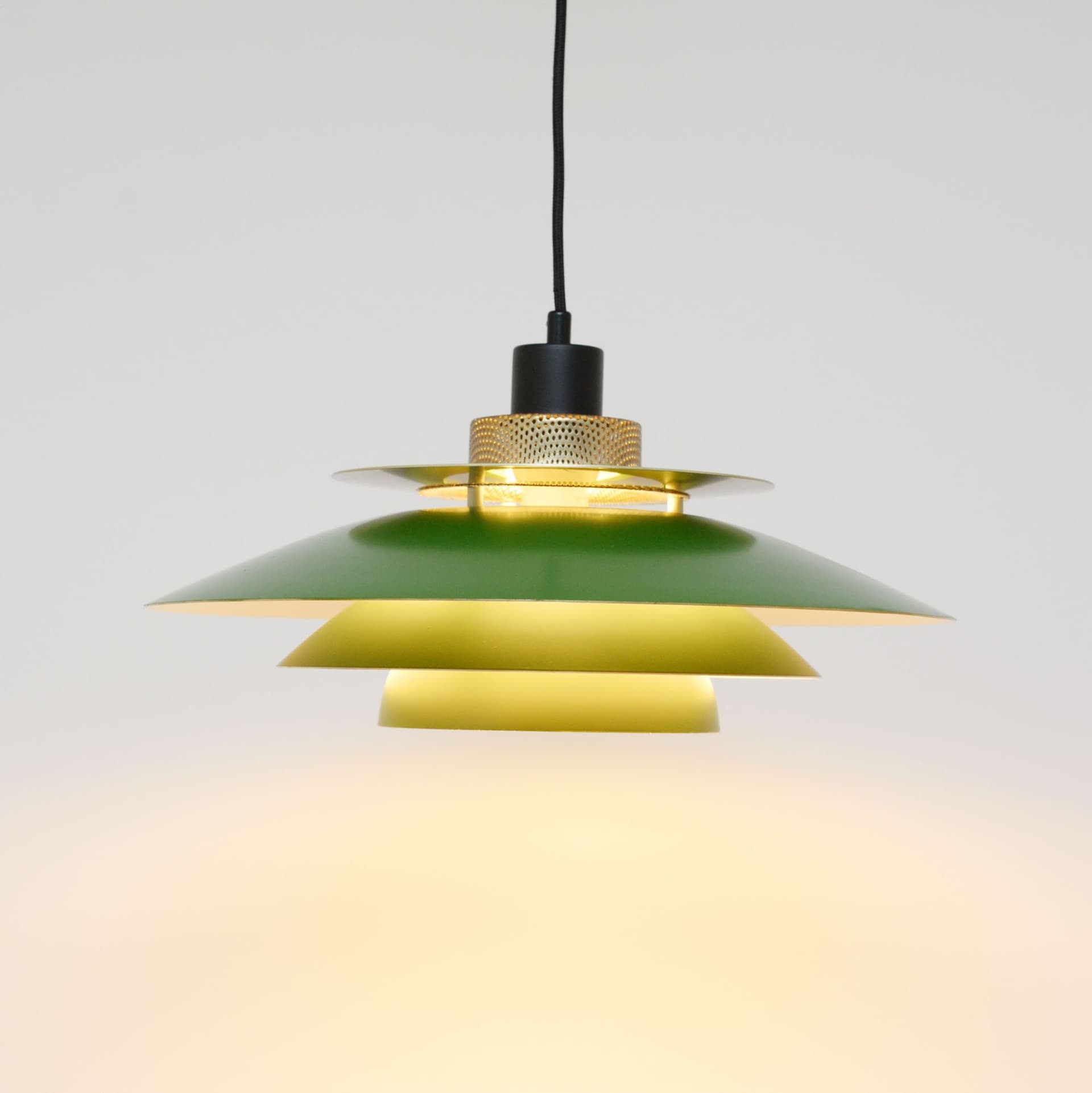 Pendant lamp, bottle green, metal, Denmark, 1970s - 347123