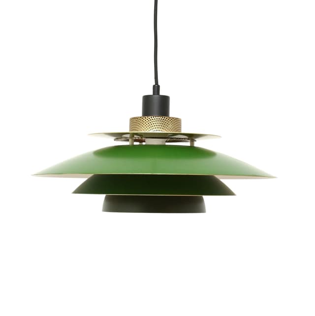 Pendant lamp, bottle green, metal, Denmark, 1970s - DIMENSION