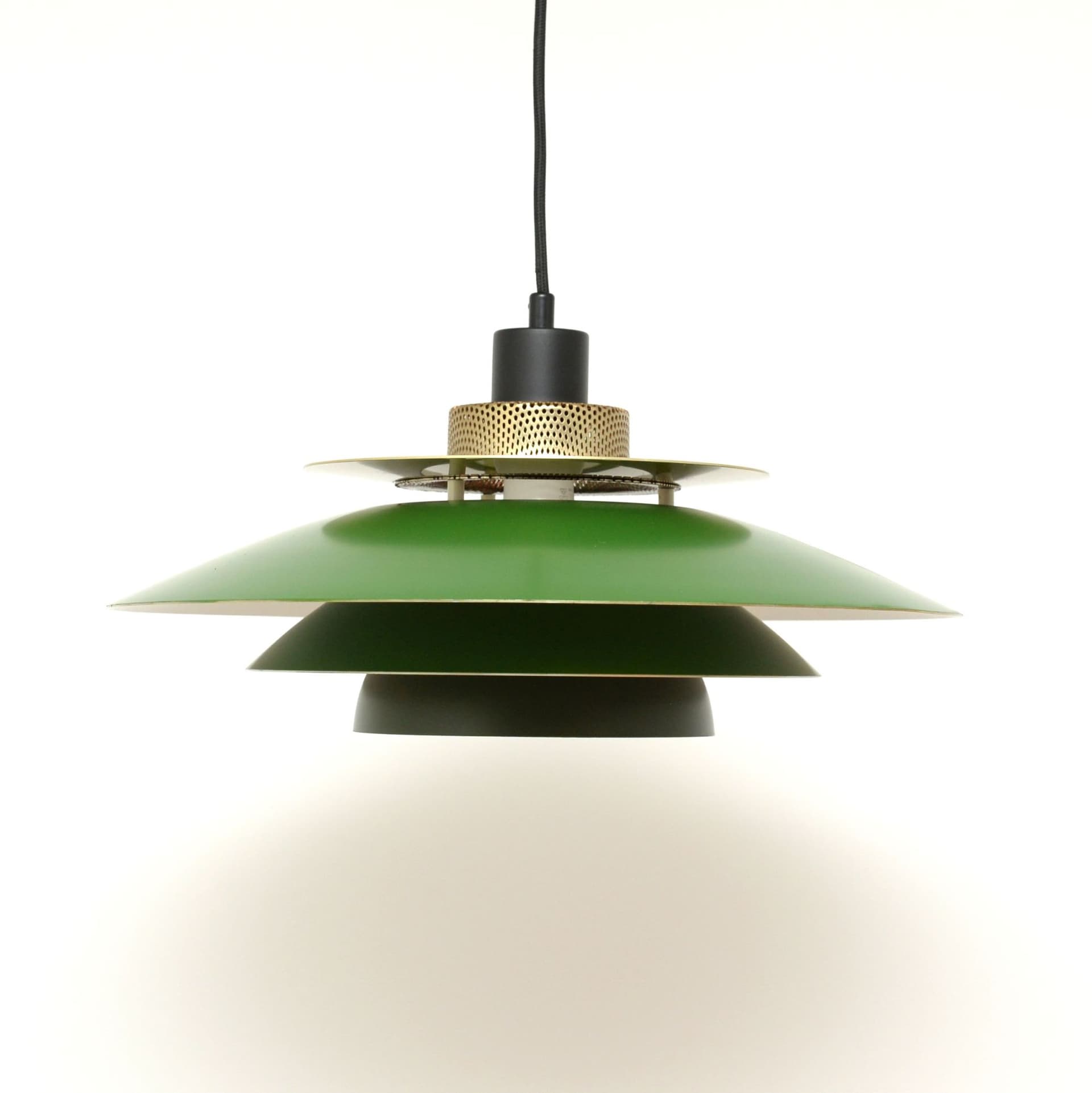 Pendant lamp, bottle green, metal, Denmark, 1970s - 347125