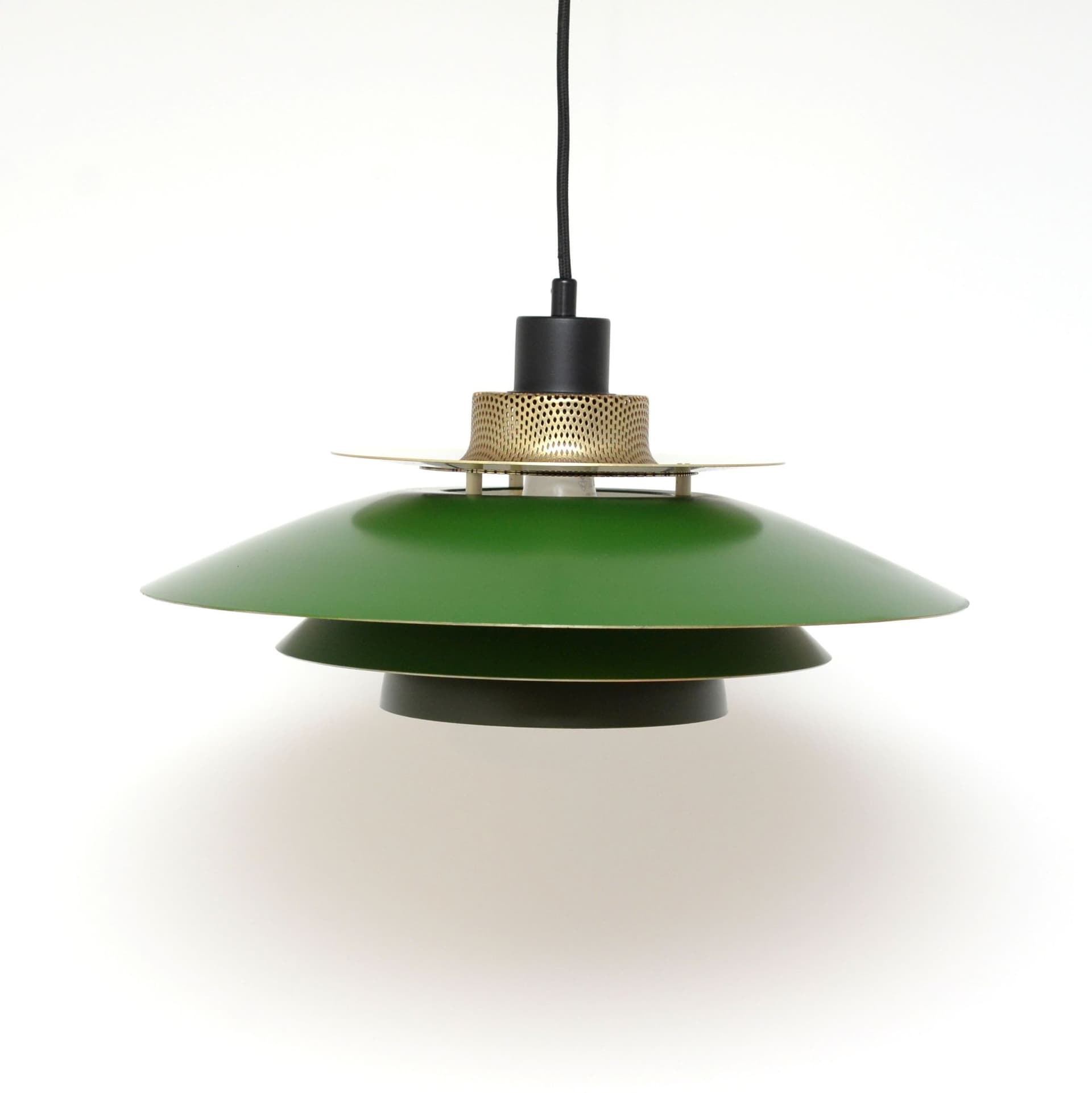 Pendant lamp, bottle green, metal, Denmark, 1970s - 347126