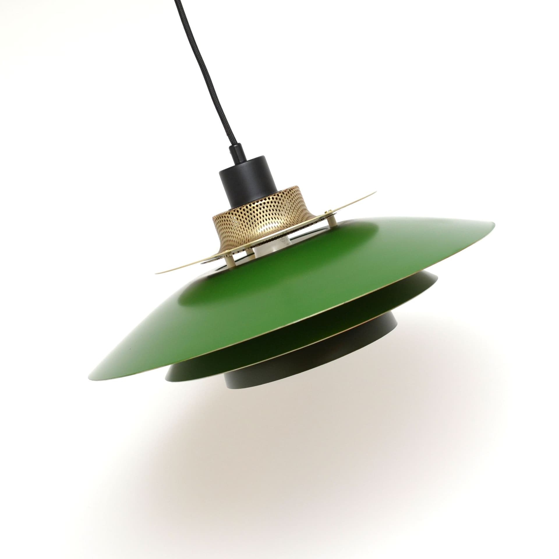 Pendant lamp, bottle green, metal, Denmark, 1970s - 347127