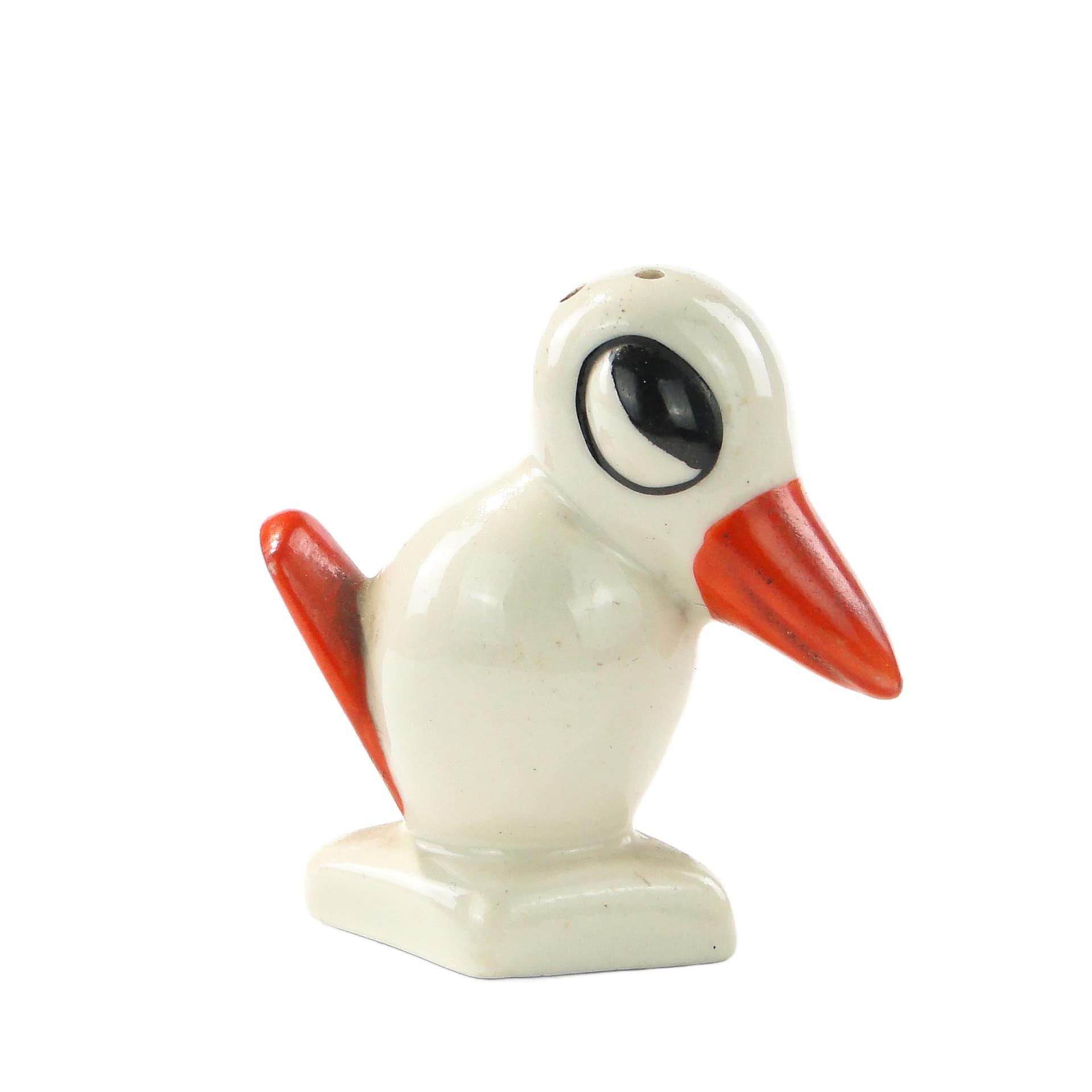 Figural Salt Shaker Stork, white porcelain, Chodzież, Poland, 1930s