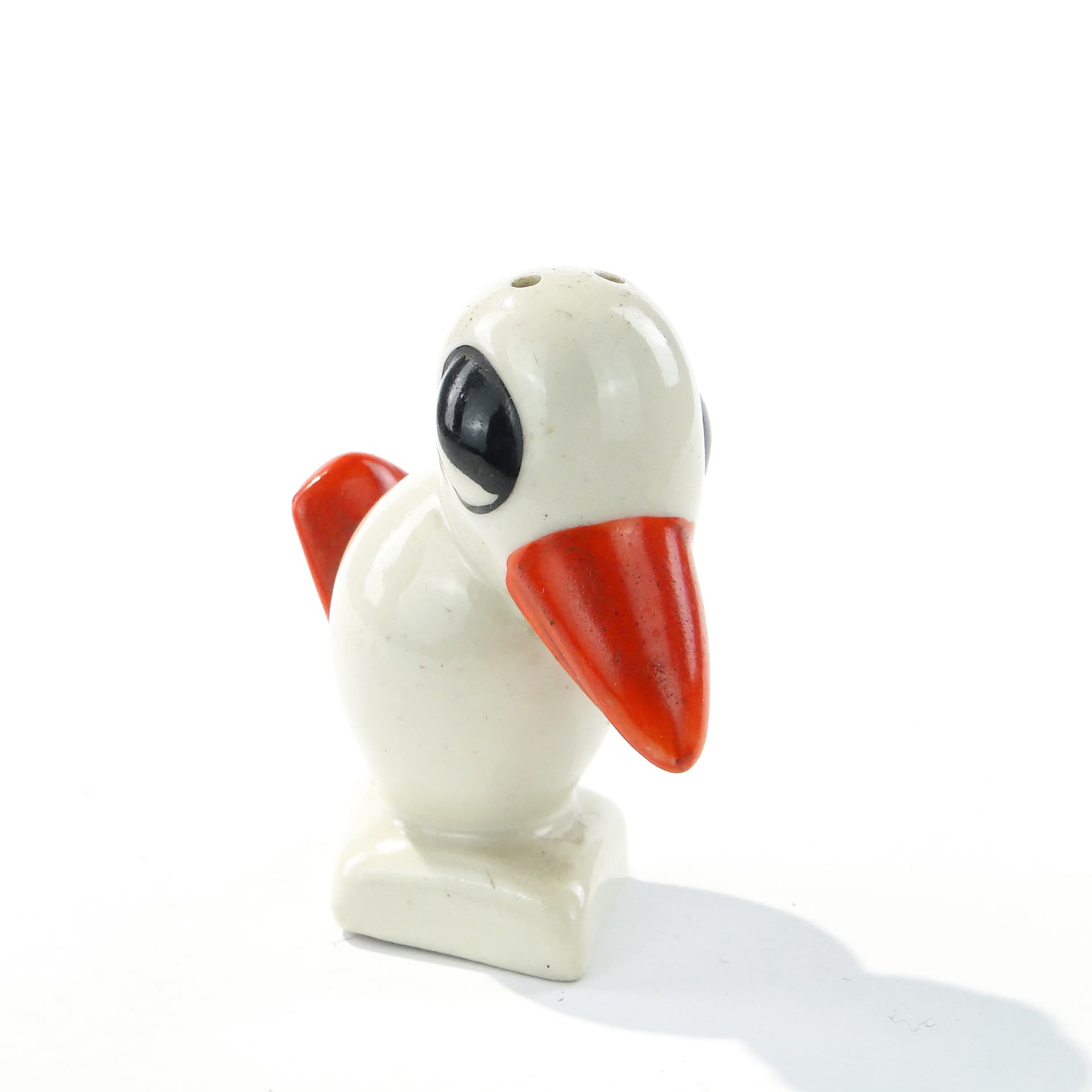 Figural Salt Shaker Stork, white porcelain, Chodzież, Poland, 1930s - 347145