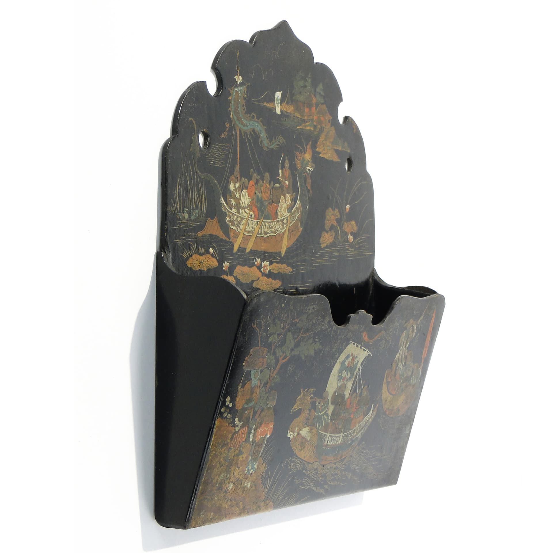 Wall Letter Holder, Japonisme, black, wood lacquer, early 20th century - 347199