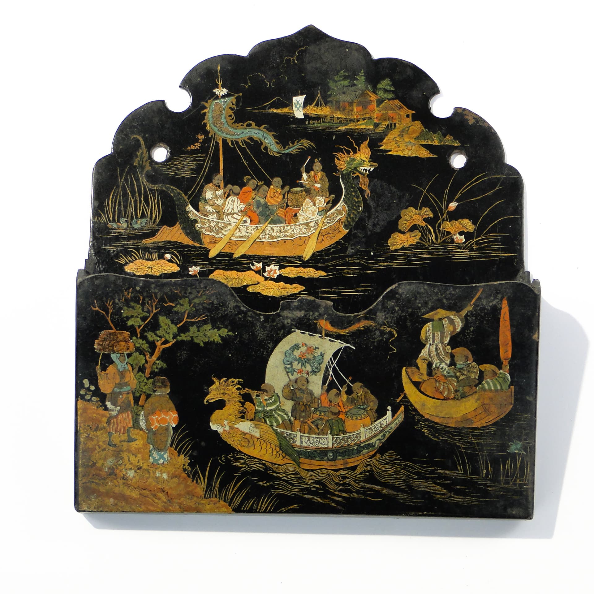 Wall Letter Holder, Japonisme, black, wood lacquer, early 20th century - 347207