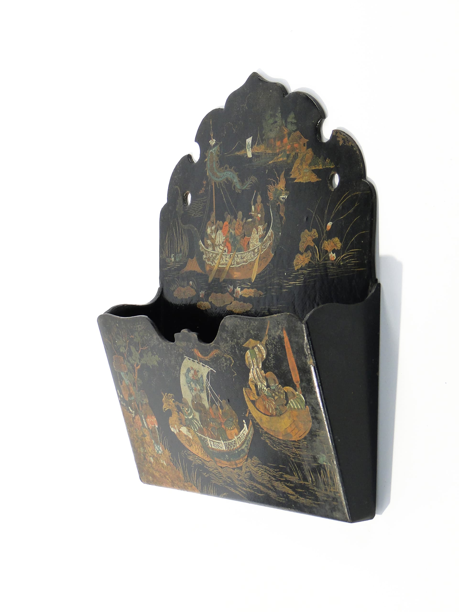 Wall Letter Holder, Japonisme, black, wood lacquer, early 20th century - 347200