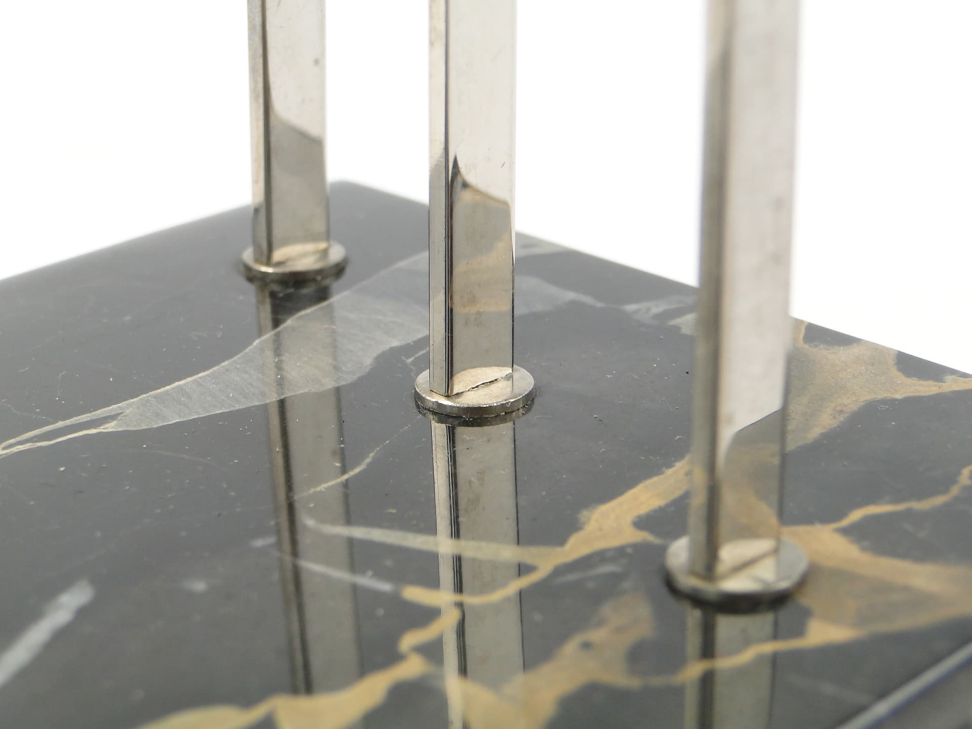Letter Holder Art Deco, black yellow marble, silver chromed brass, 1920s - 347214