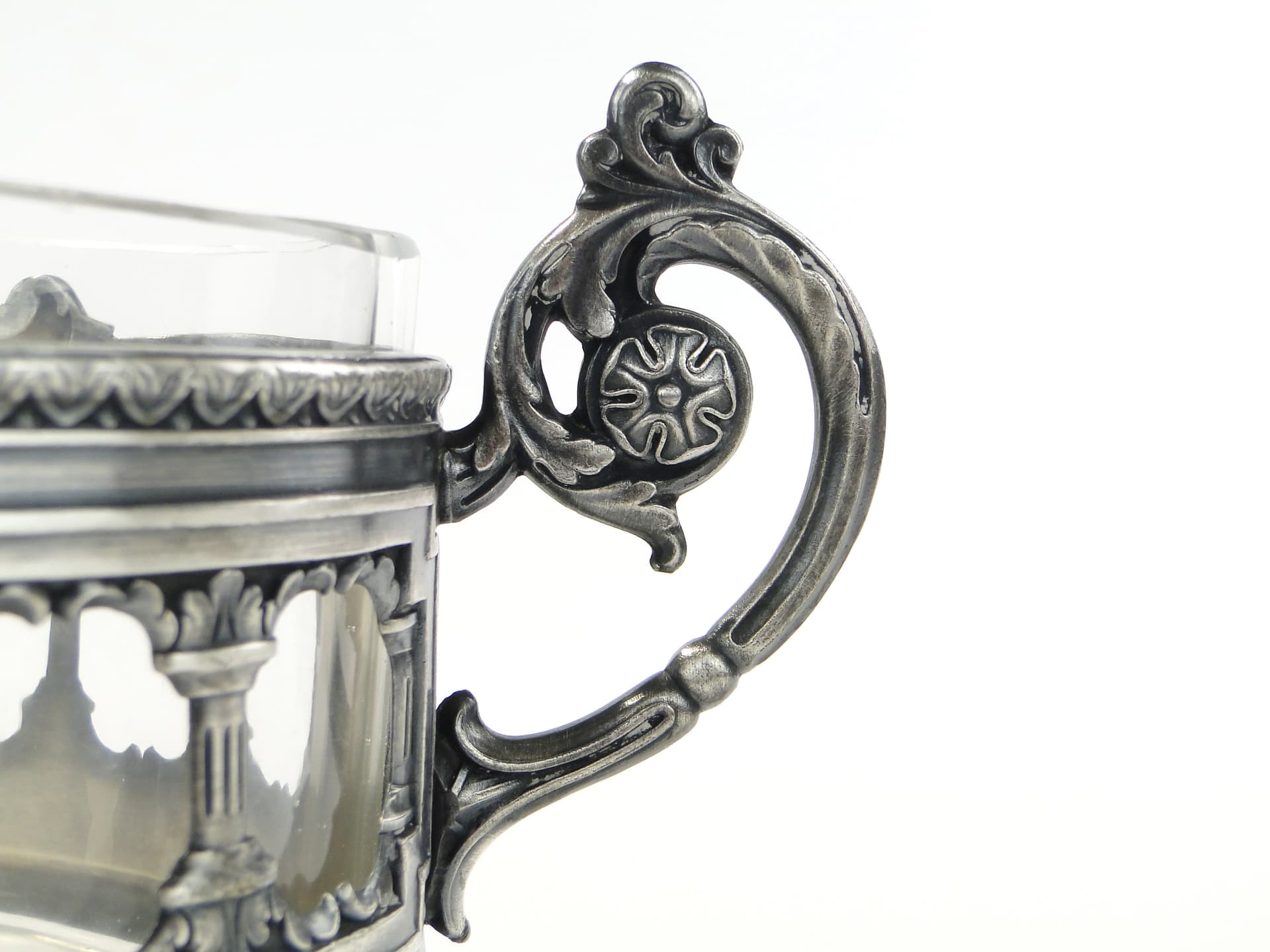 Jardinière, historicist, silver, silver-plated pewter, crystal, Towarzystwo Verit, Poland, early 20th c. - 347238