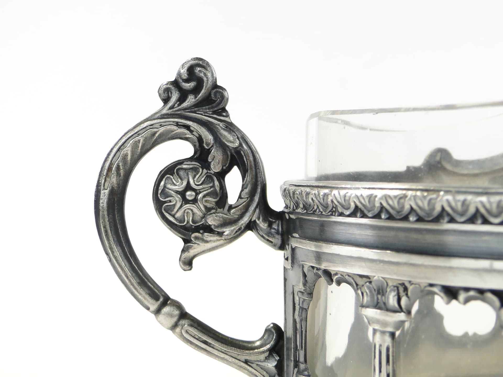 Jardinière, historicist, silver, silver-plated pewter, crystal, Towarzystwo Verit, Poland, early 20th c. - 347235