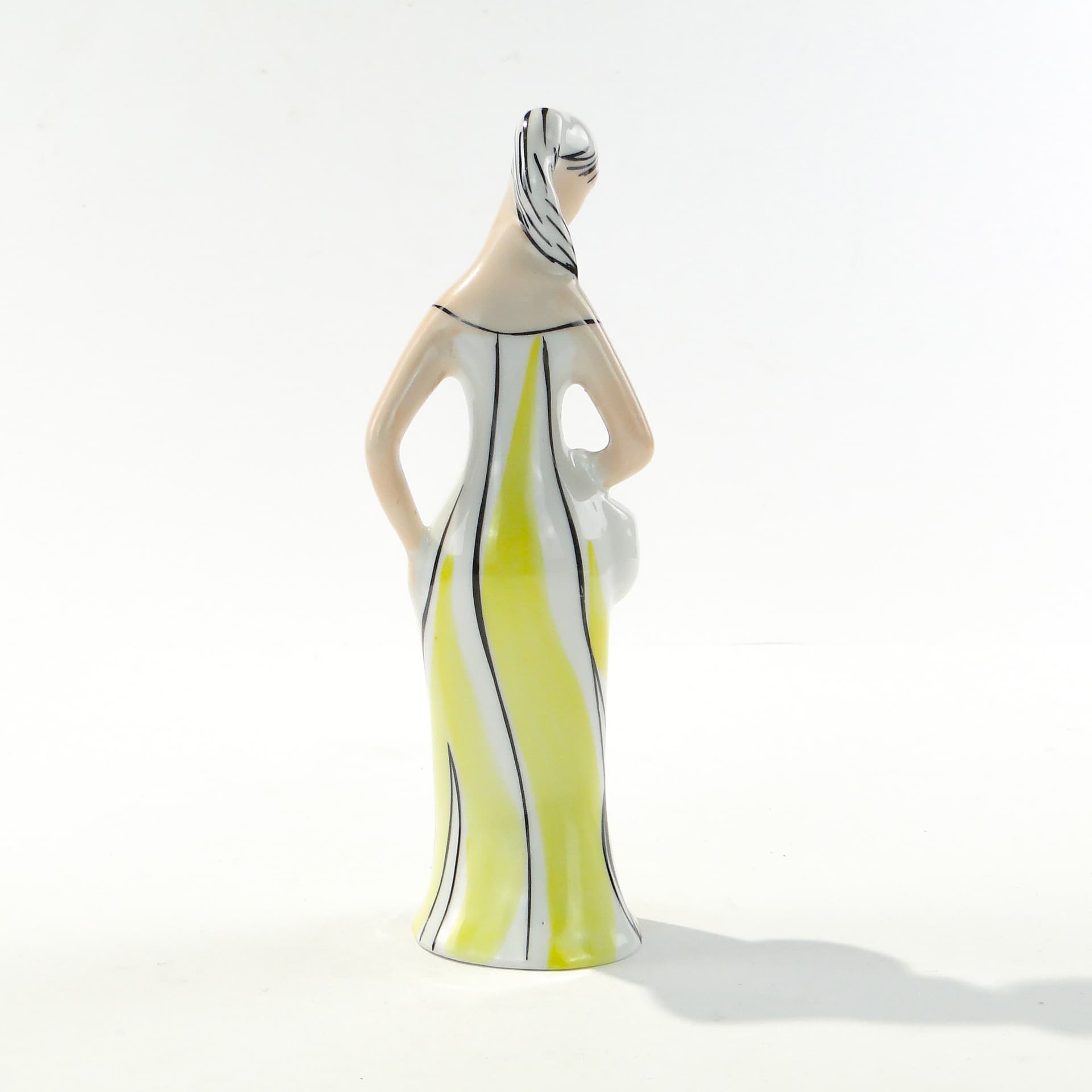 Figurine Girl with Basket, white yellow, porcelain, by Z. Śliwowska, Poland, 1950s - 347260