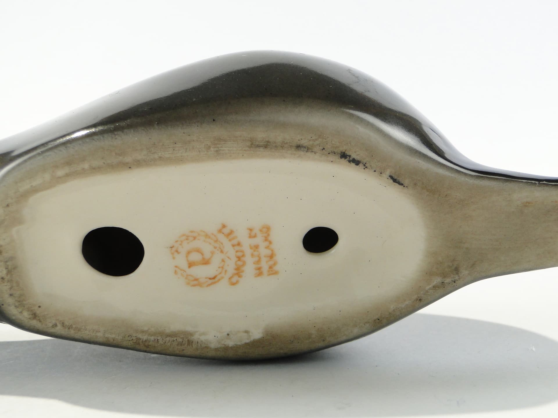 Figurine Crouching Cat, black, porcelain, Chodzież, Poland, 1960s - 347284