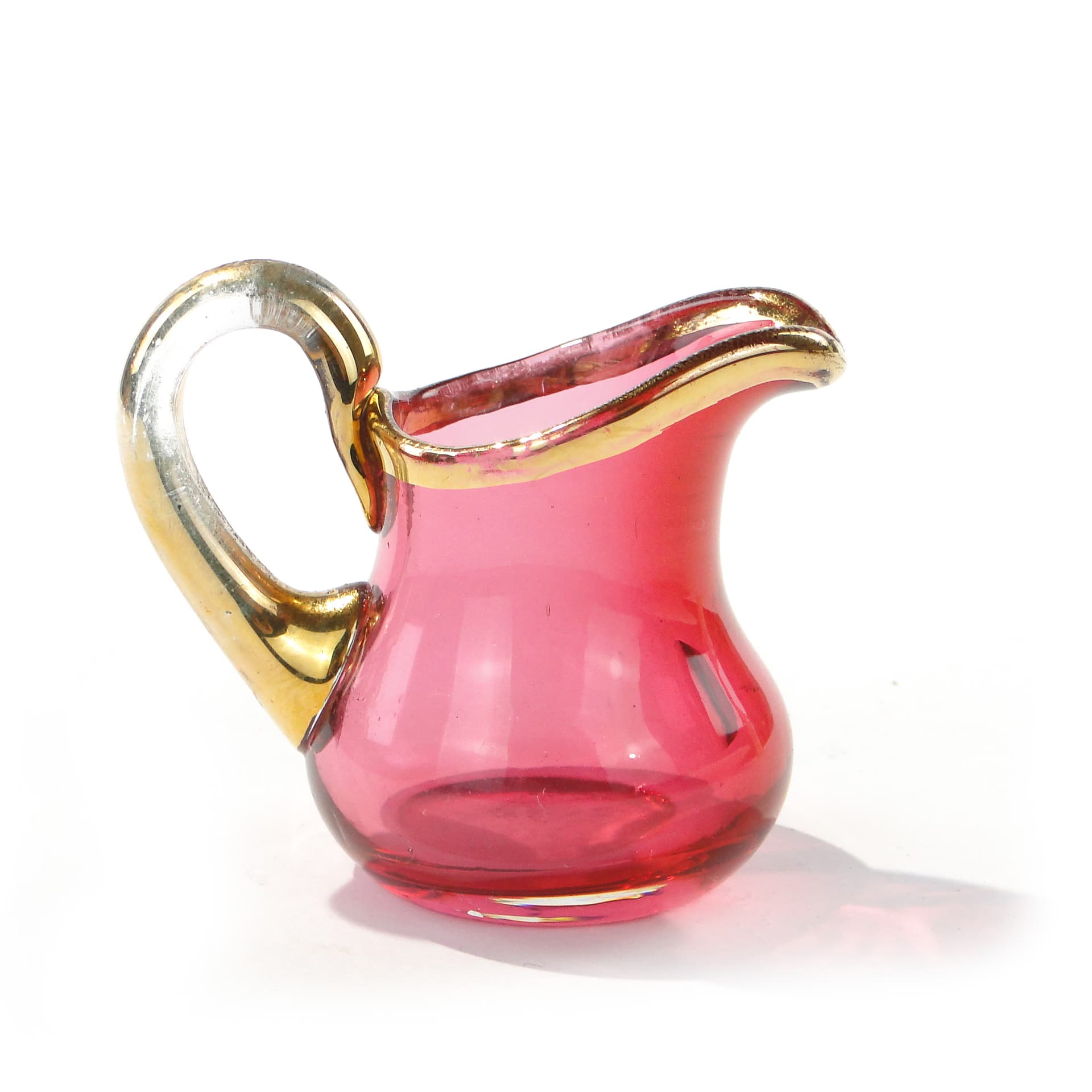 Table Jug, raspberry pink glass, gold-plated, Josephinenhütte, Germany, early 20th c. - 347303