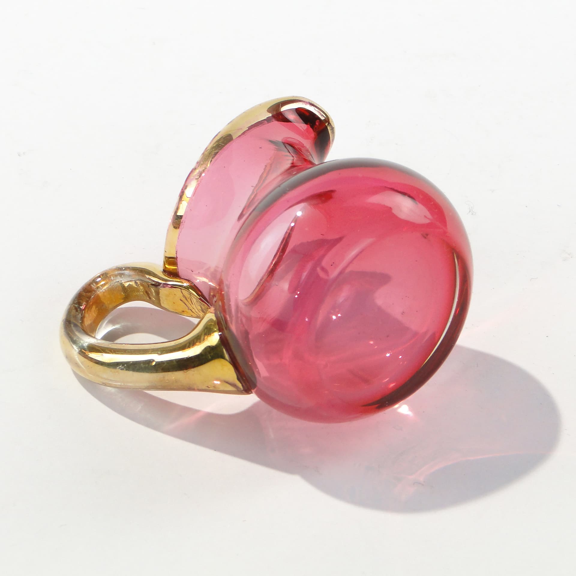 Table Jug, raspberry pink glass, gold-plated, Josephinenhütte, Germany, early 20th c. - 347305