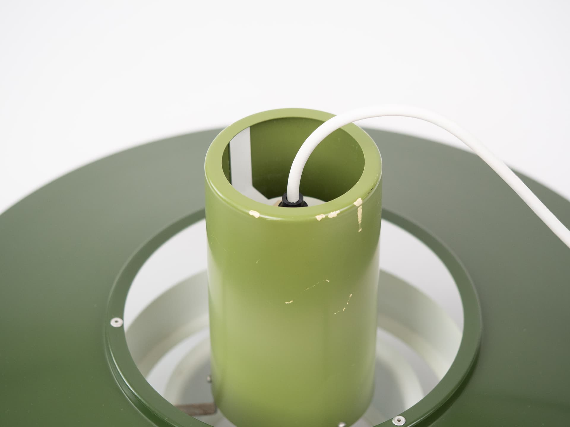 Pendant lamp Falcon, green steel, by A. Hansen, Fog & Mørup, Denmark, 1960s. - 347373