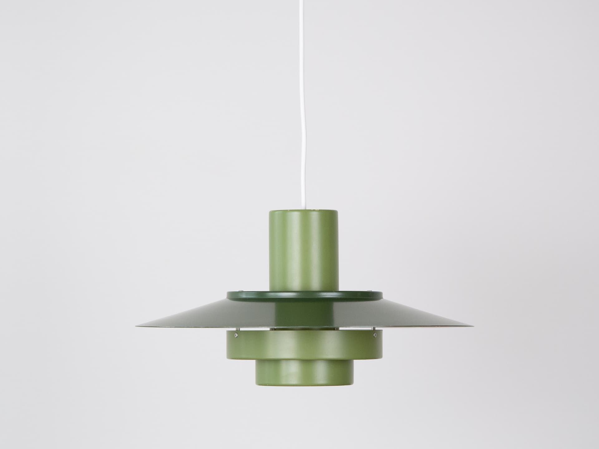 Pendant lamp Falcon, green steel, by A. Hansen, Fog & Mørup, Denmark, 1960s. - 347365