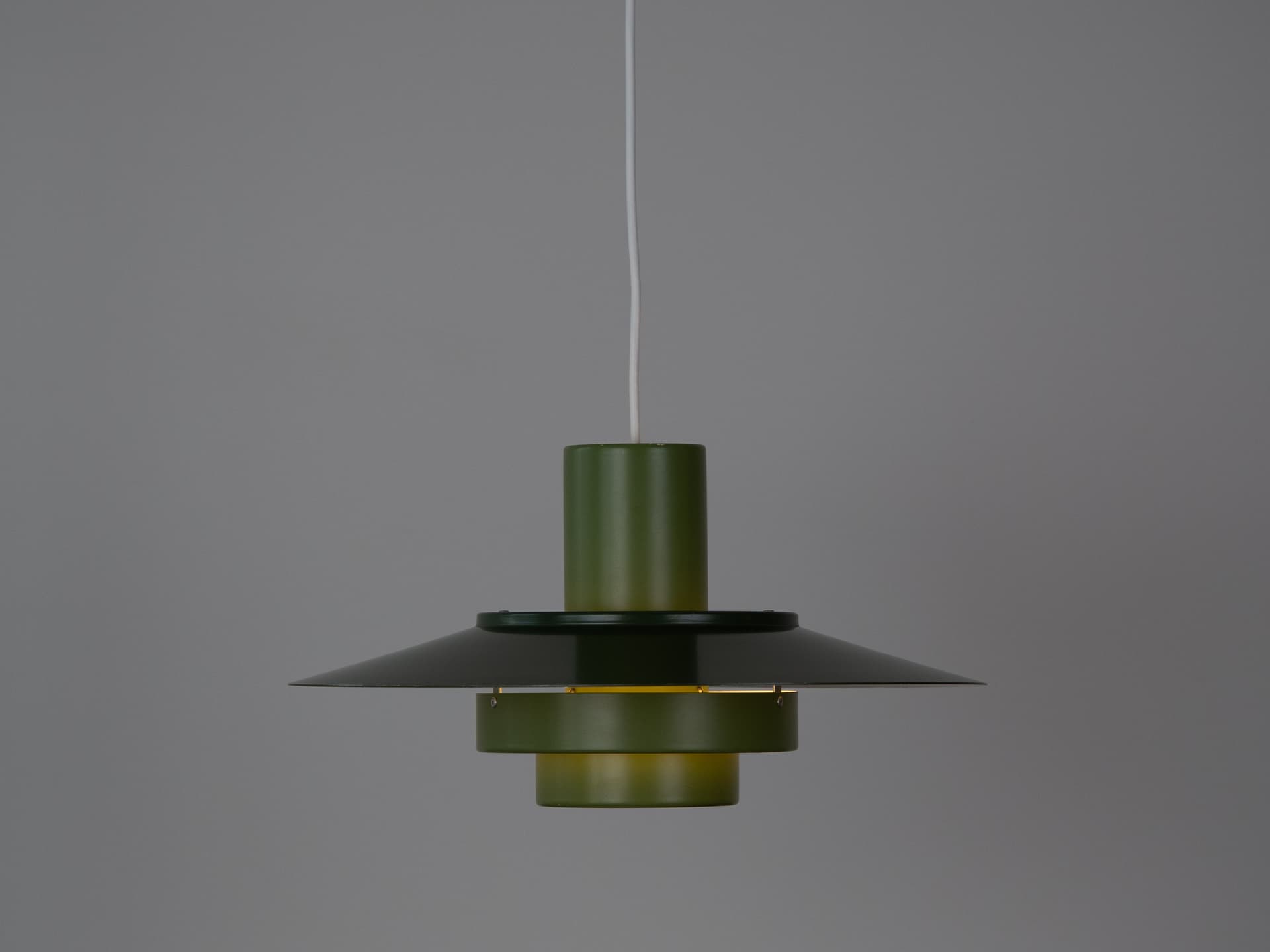 Pendant lamp Falcon, green steel, by A. Hansen, Fog & Mørup, Denmark, 1960s. - 347366